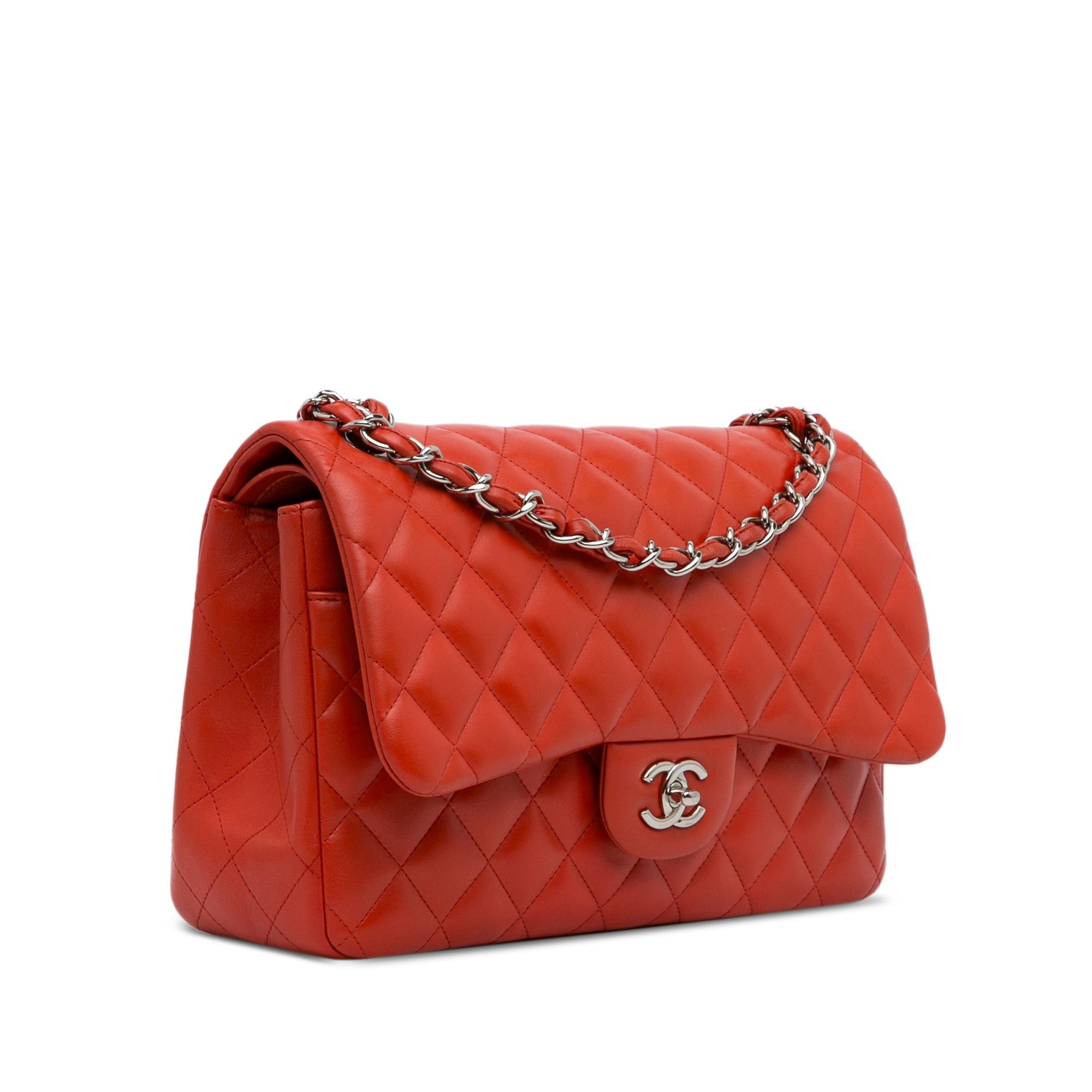 Chanel Chanel Jumbo Classic Lambskin Double Flap Orange Size ONE SIZE - 2 Thumbnail