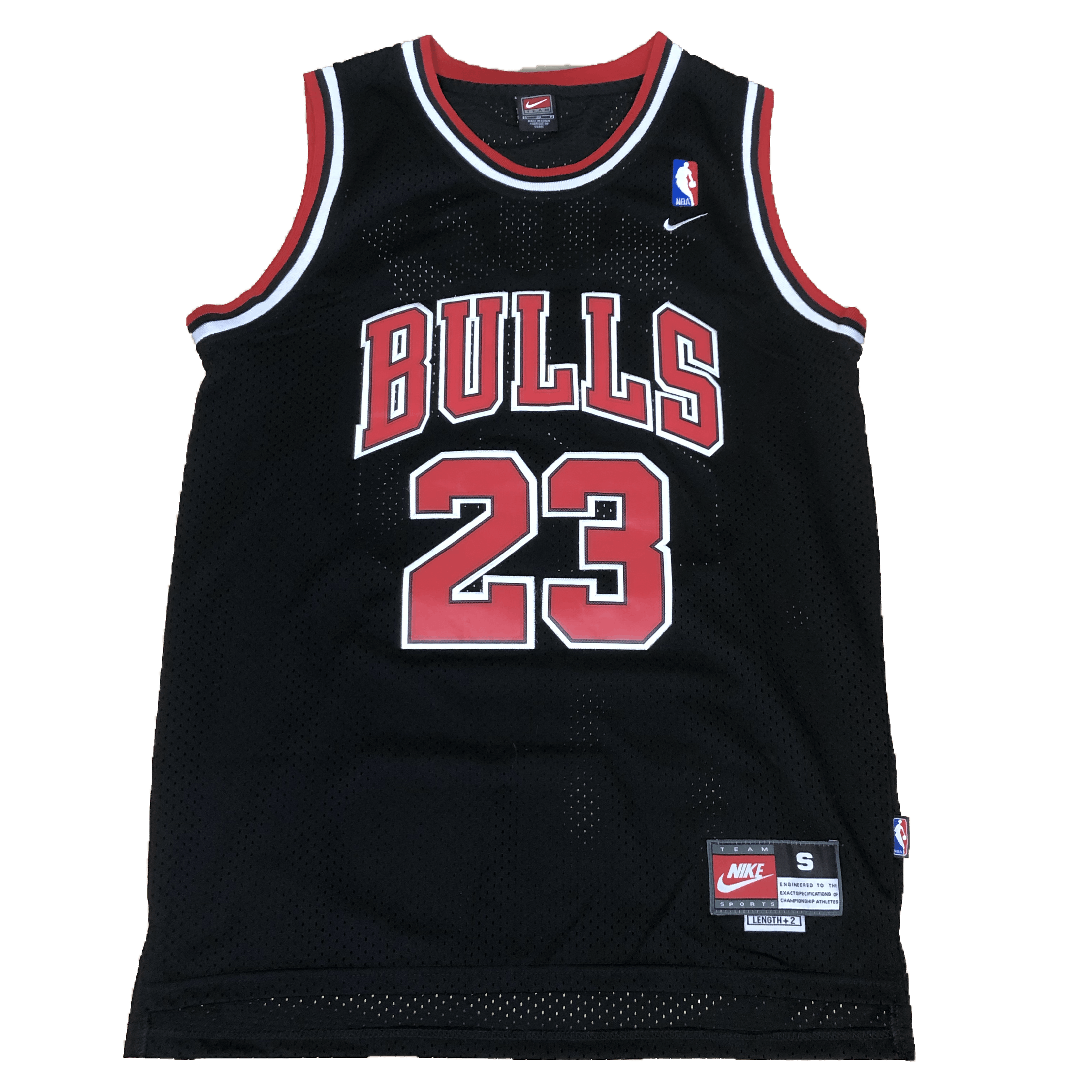 100% Authentic Nike Michael Jordan #23 Away Black Bulls Jersey Size L  Length +2