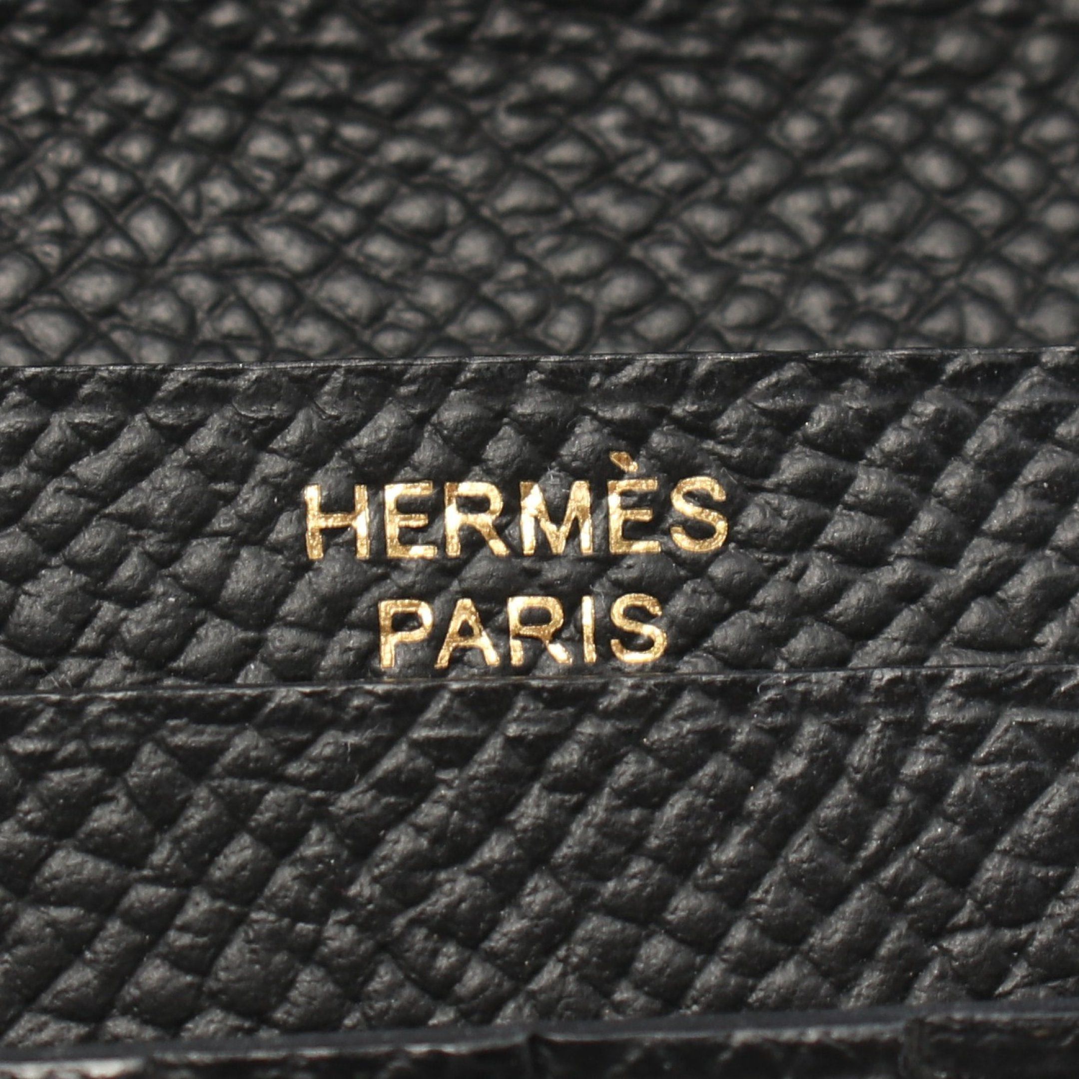 Hermes Hermes Bearn Compact Bi-Fold Wallet Veau Epsom Black Gold Hardware Z Stamp Size ONE SIZE - 4 Thumbnail