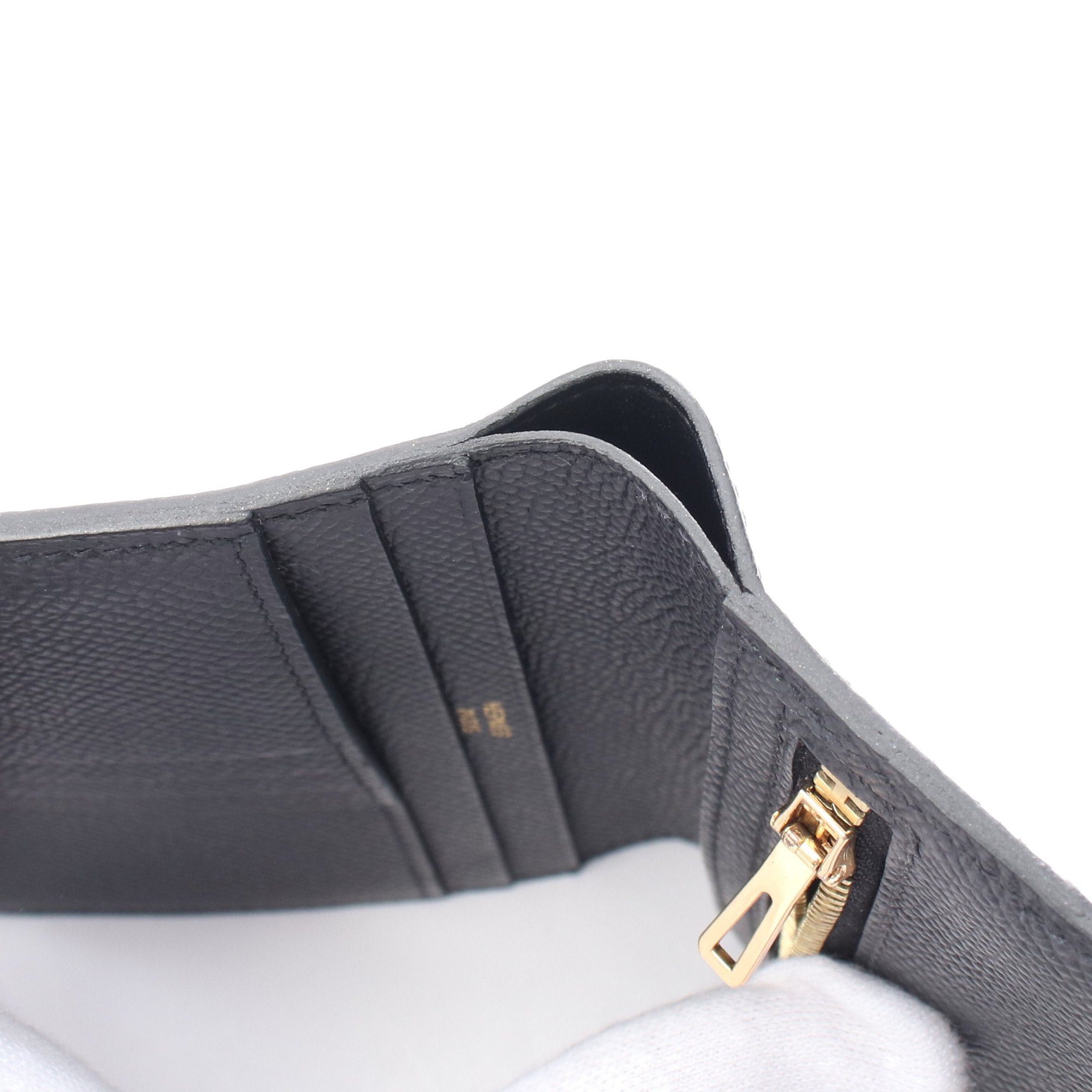 Hermes Hermes Bearn Compact Bi-Fold Wallet Veau Epsom Black Gold Hardware Z Stamp Size ONE SIZE - 9 Thumbnail