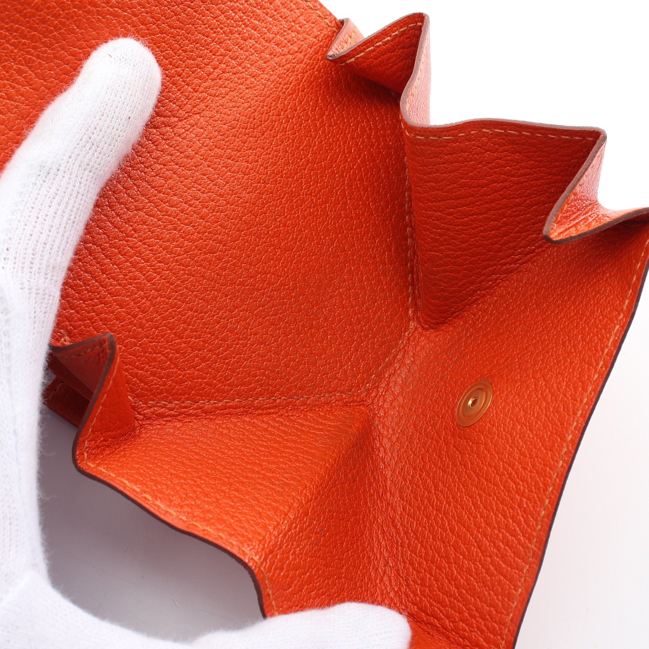 Hermes Hermes Levain Quatre Double Face Coin Purse Chevre Orange Combination Metal Fittings Stamp (Manufactured Around 2002) Size ONE SIZE - 6 Thumbnail