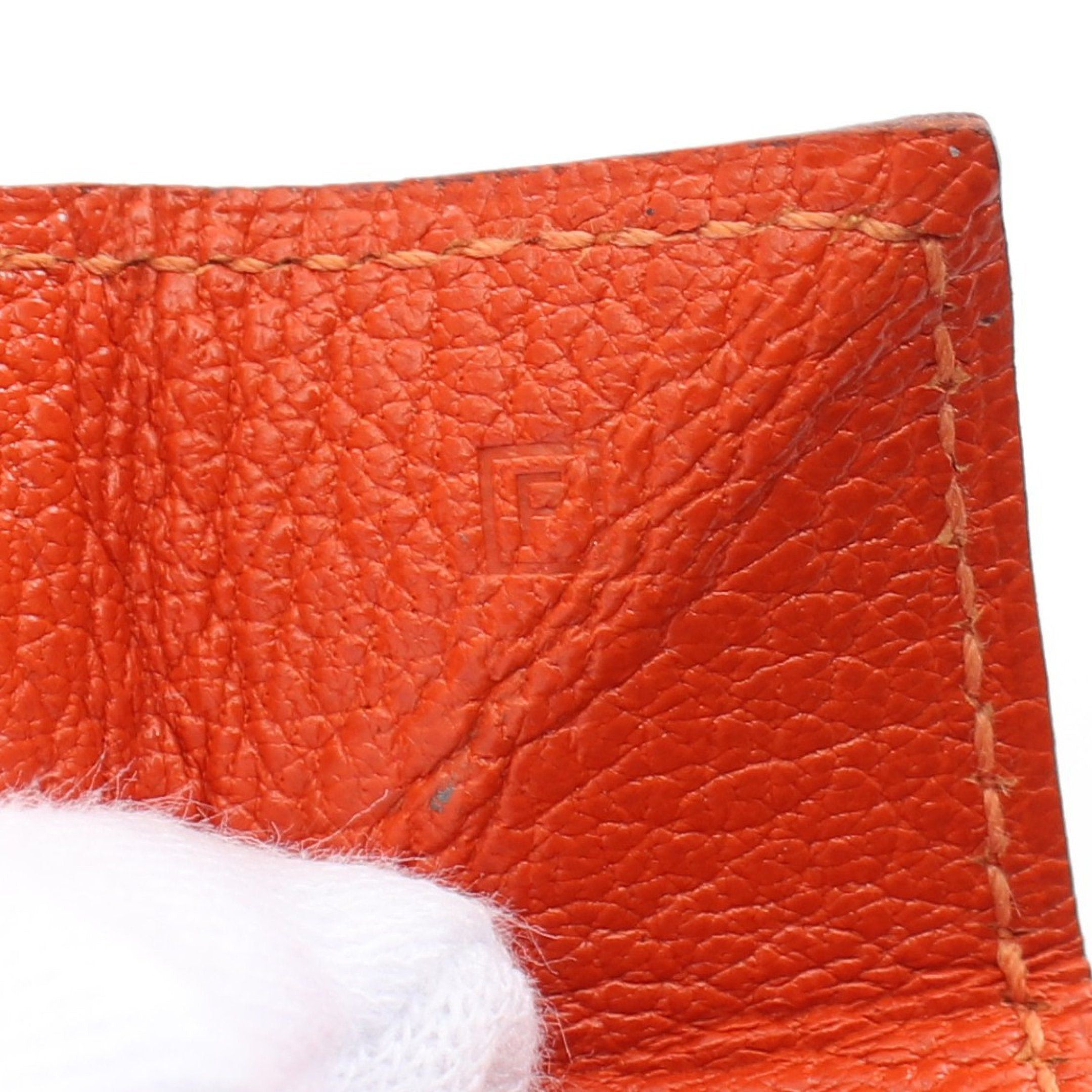Hermes Hermes Levain Quatre Double Face Coin Purse Chevre Orange Combination Metal Fittings Stamp (Manufactured Around 2002) Size ONE SIZE - 5 Thumbnail