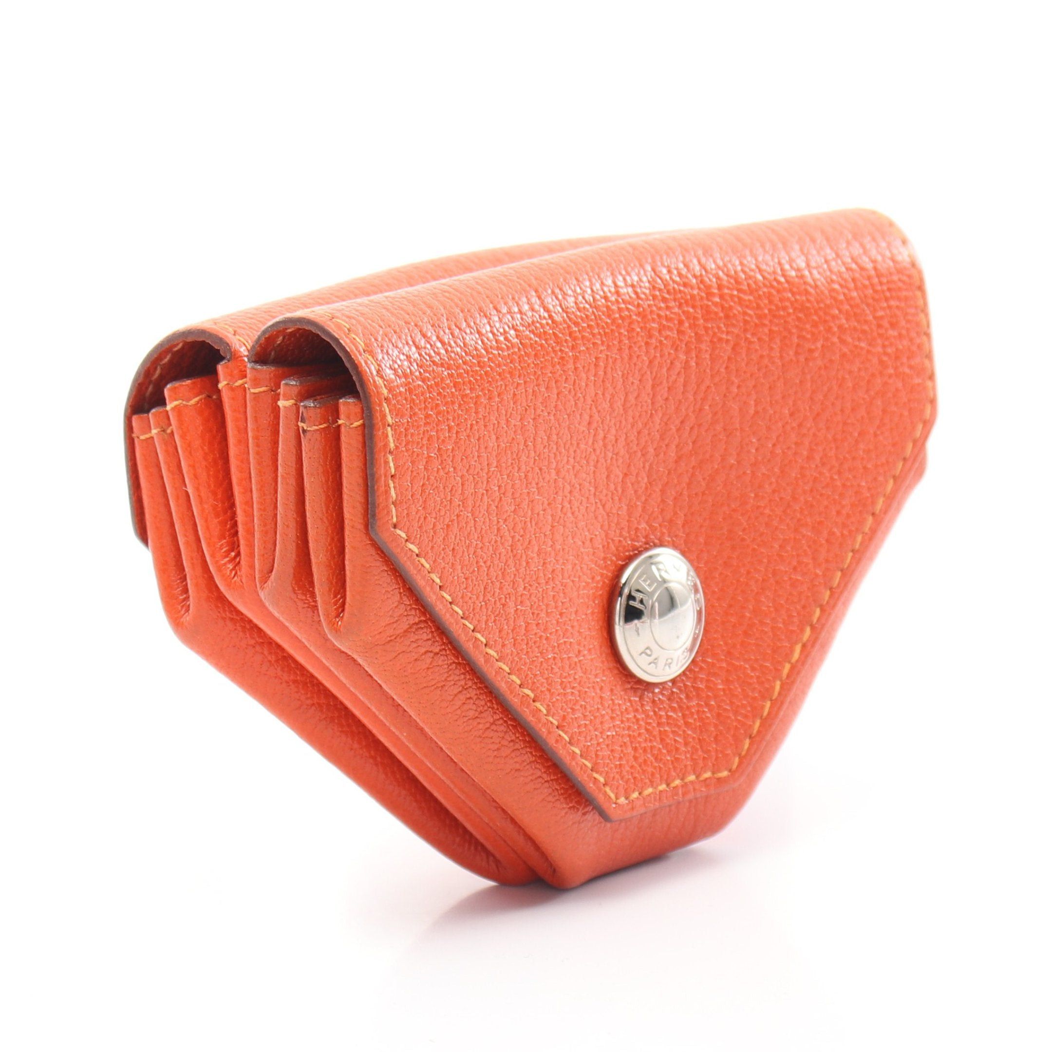 Hermes Hermes Levain Quatre Double Face Coin Purse Chevre Orange Combination Metal Fittings Stamp (Manufactured Around 2002) Size ONE SIZE - 2 Thumbnail