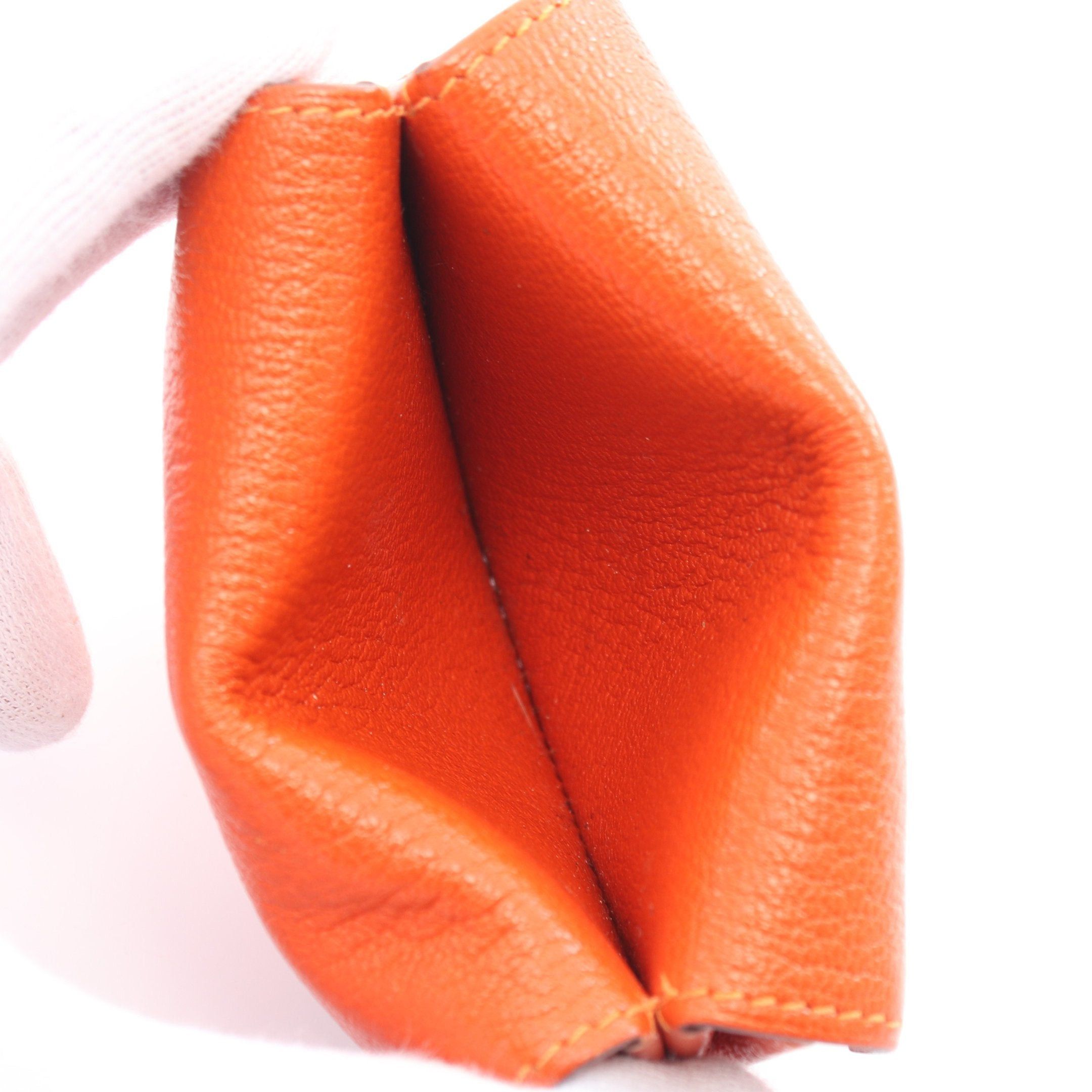 Hermes Hermes Levain Quatre Double Face Coin Purse Chevre Orange Combination Metal Fittings Stamp (Manufactured Around 2002) Size ONE SIZE - 7 Thumbnail