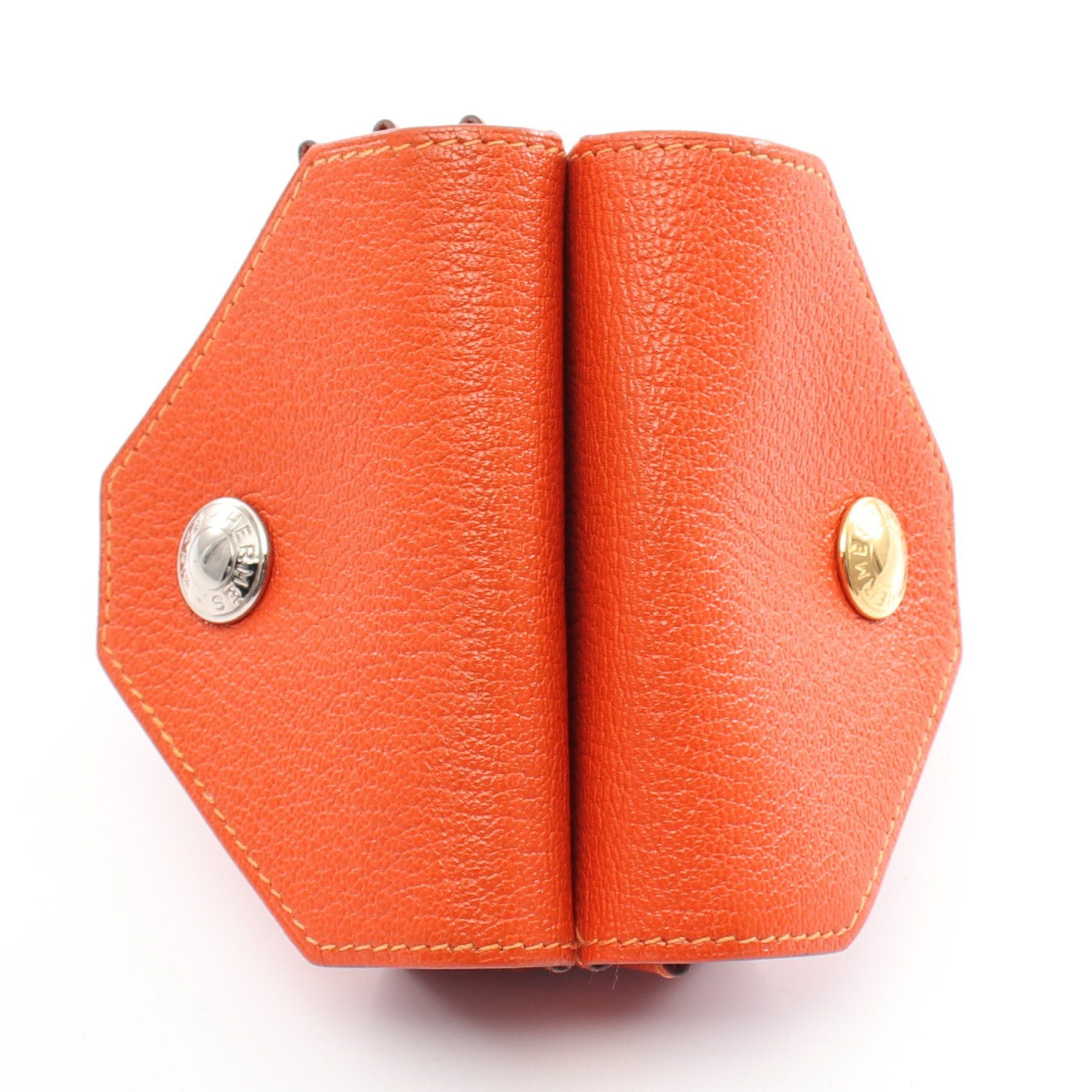 Hermes Hermes Levain Quatre Double Face Coin Purse Chevre Orange Combination Metal Fittings Stamp (Manufactured Around 2002) Size ONE SIZE - 10 Thumbnail