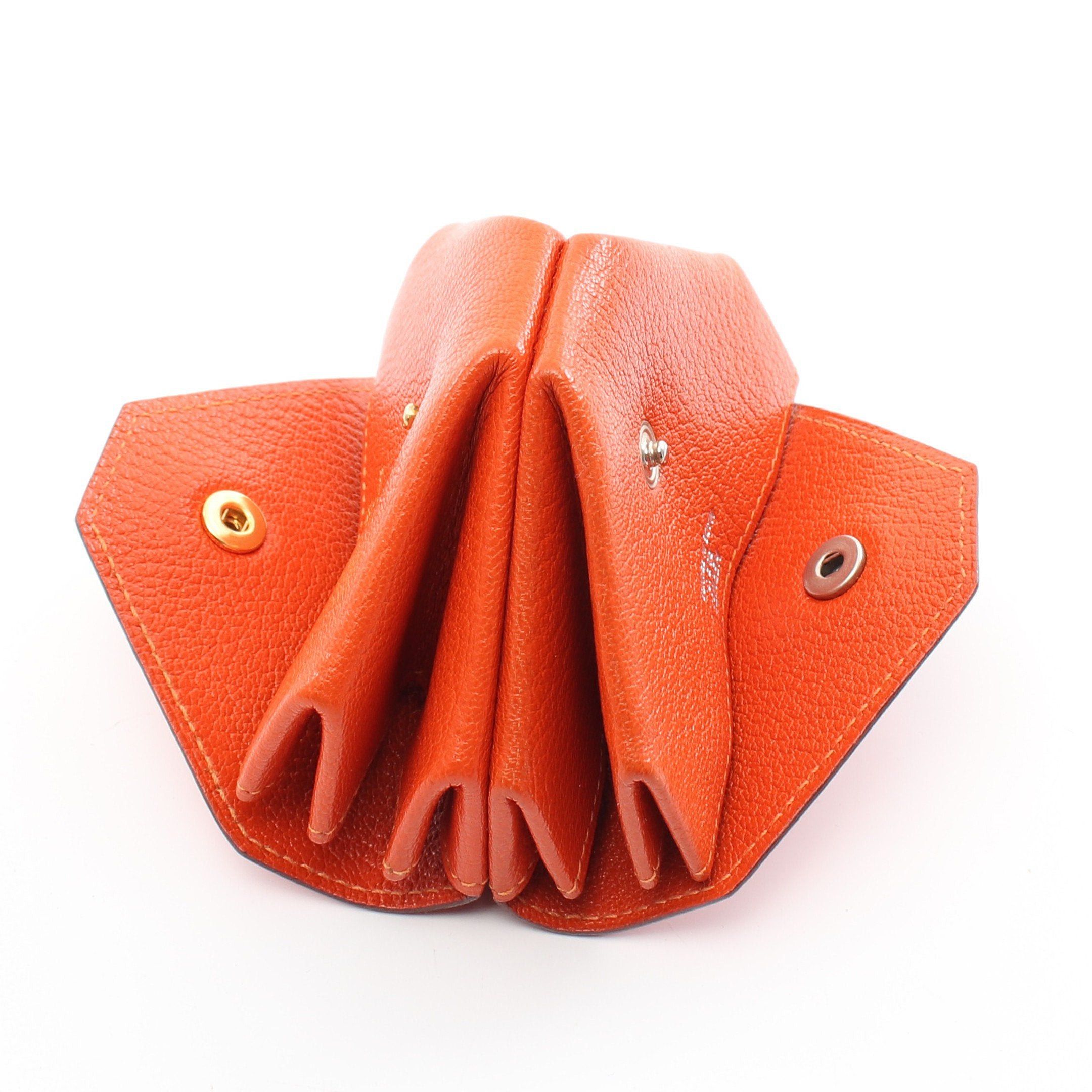 Hermes Hermes Levain Quatre Double Face Coin Purse Chevre Orange Combination Metal Fittings Stamp (Manufactured Around 2002) Size ONE SIZE - 11 Thumbnail