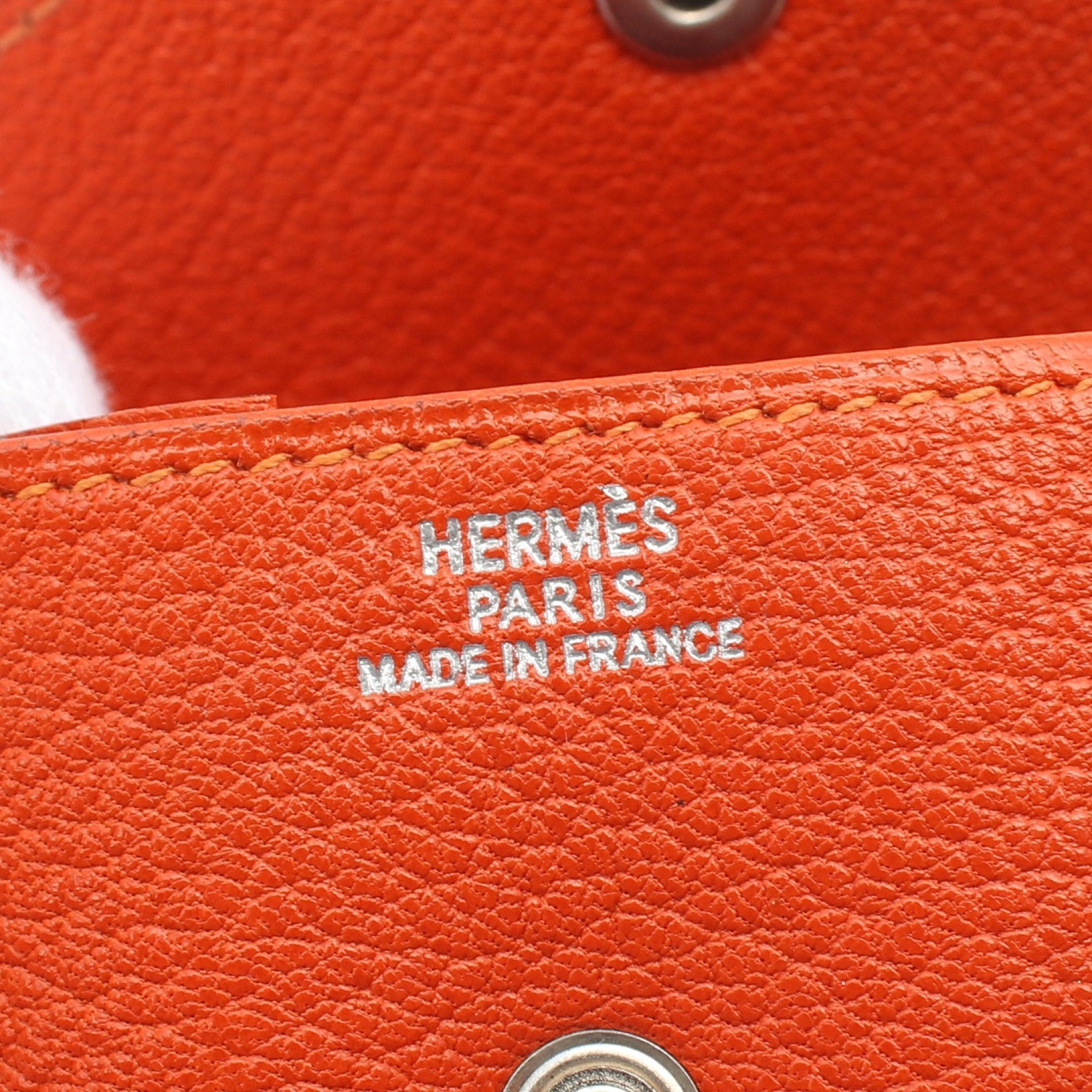 Hermes Hermes Levain Quatre Double Face Coin Purse Chevre Orange Combination Metal Fittings Stamp (Manufactured Around 2002) Size ONE SIZE - 4 Thumbnail