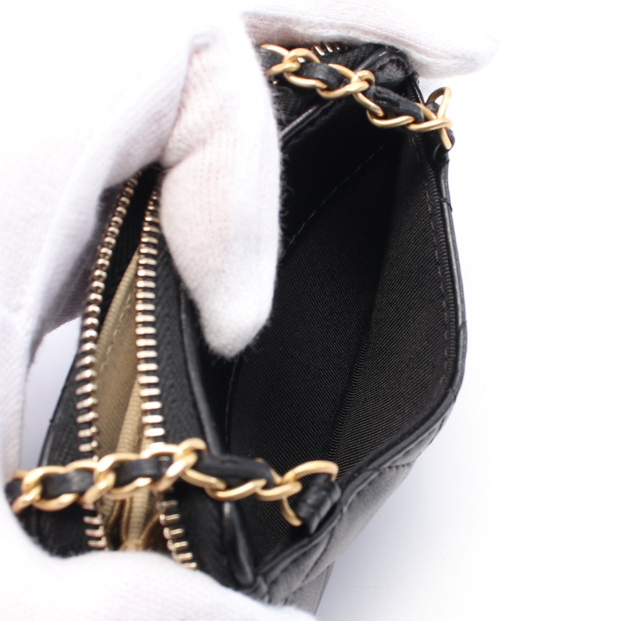 Chanel Chanel Matelasse Mini Chain Wallet Lambskin Black Gold Hardware Size ONE SIZE - 6 Thumbnail