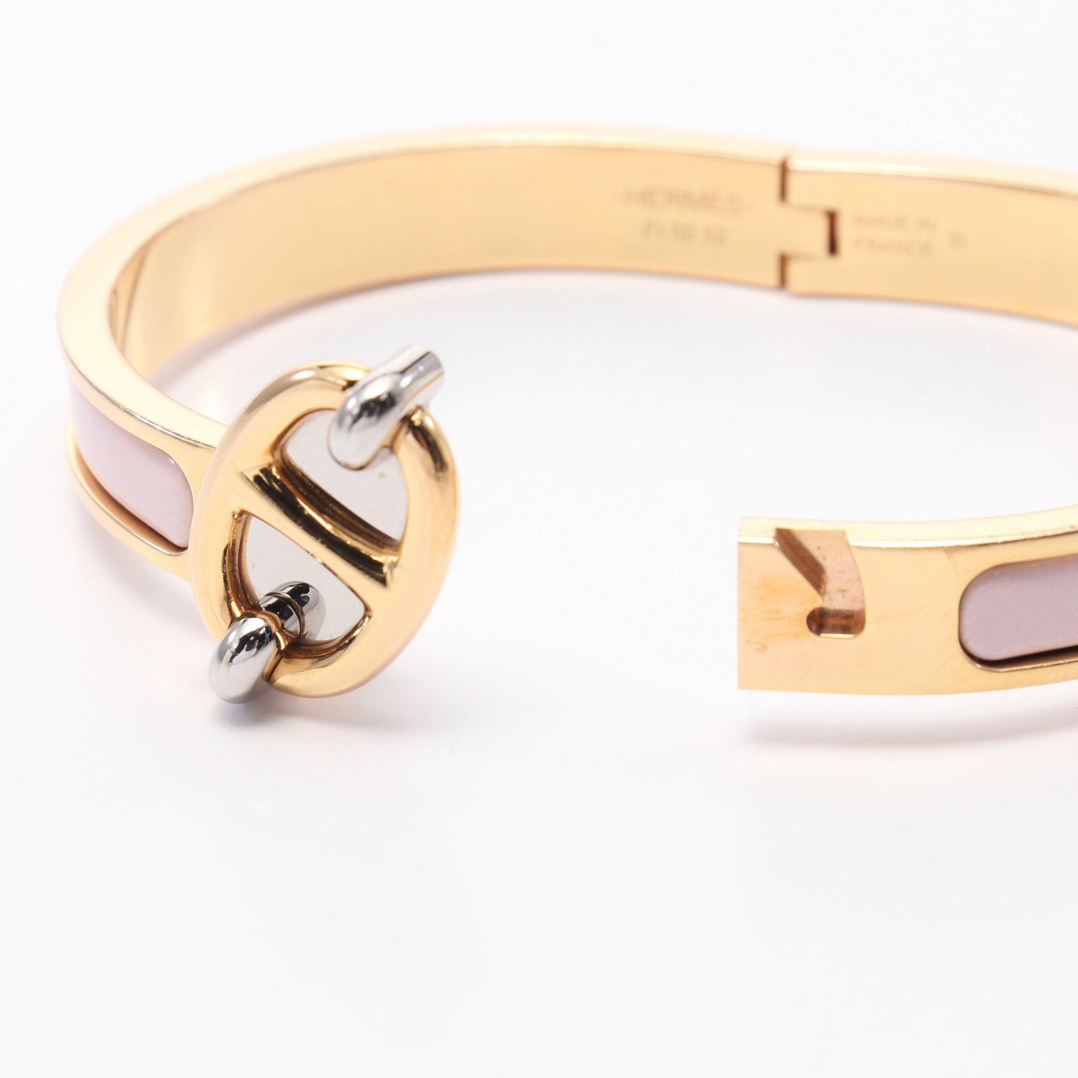 Hermes Hermes Mini Click Chaîne Bangle Gp Enamel Gold Silver Light Pink Size ONE SIZE - 3 Thumbnail