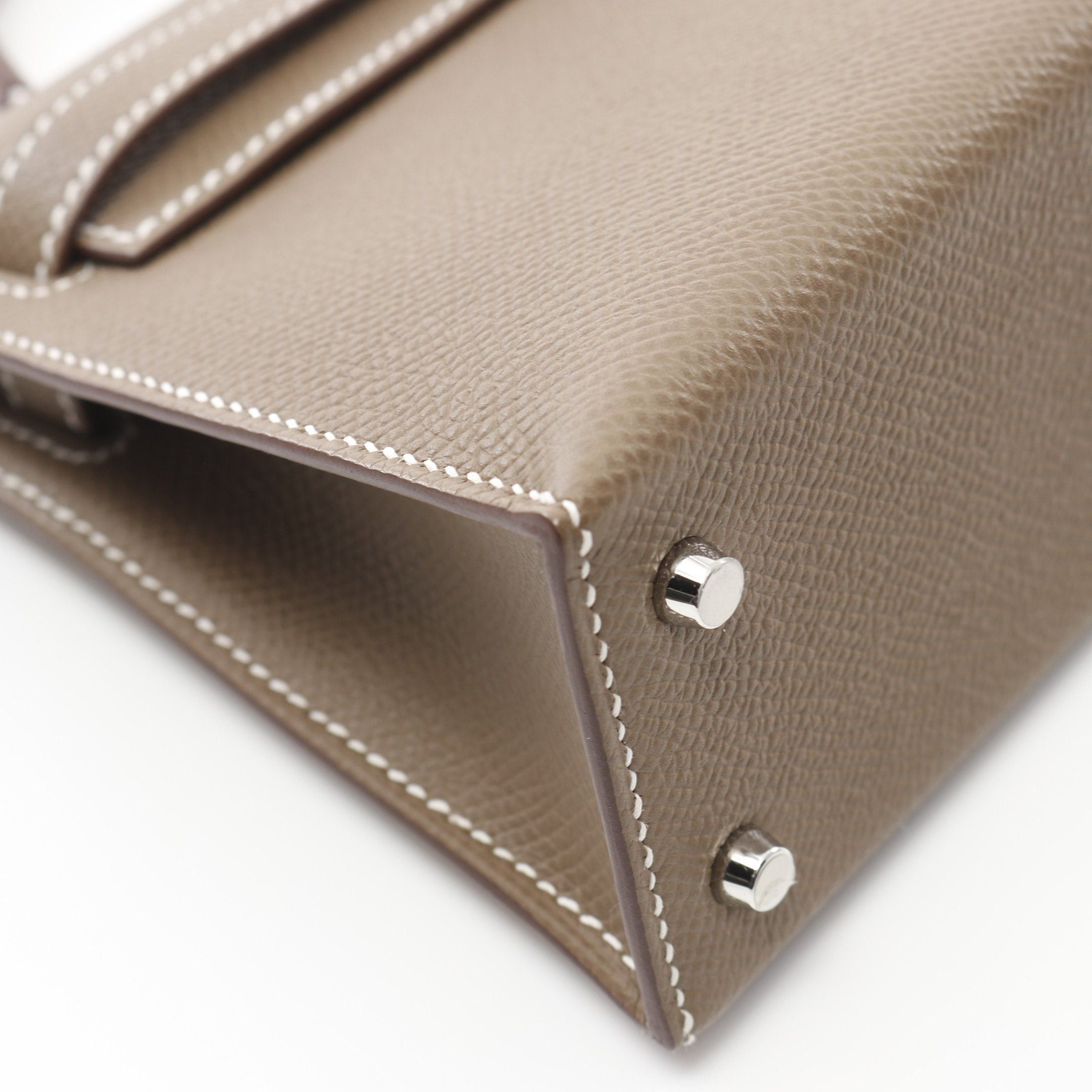 Hermes Hermes Mini Kelly 2 Etoupe Handbag Veau Epsom Gray Brown Silver Hardware Outside Sewing Double Engraved Size ONE SIZE - 7 Thumbnail