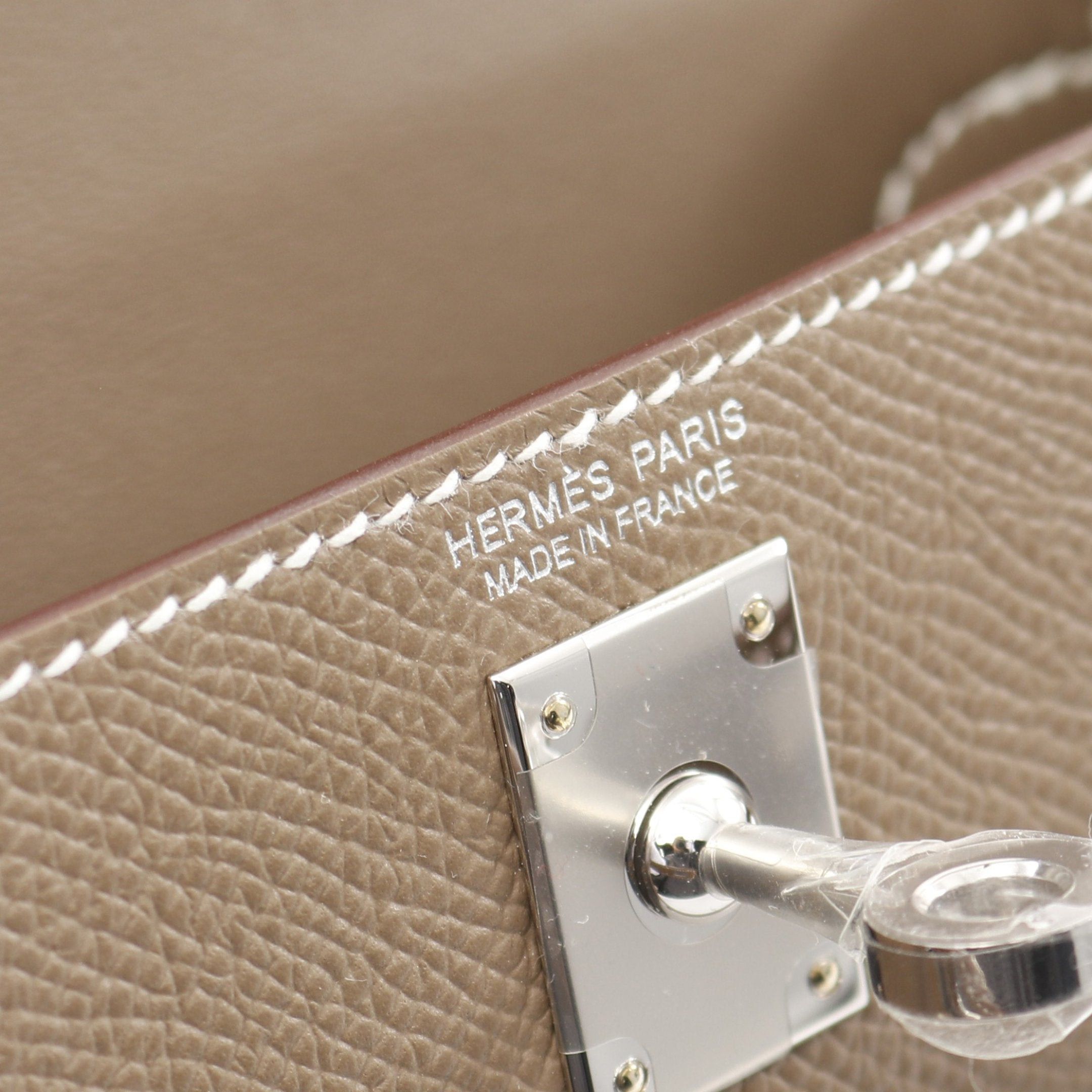 Hermes Hermes Mini Kelly 2 Etoupe Handbag Veau Epsom Gray Brown Silver Hardware Outside Sewing Double Engraved Size ONE SIZE - 4 Thumbnail