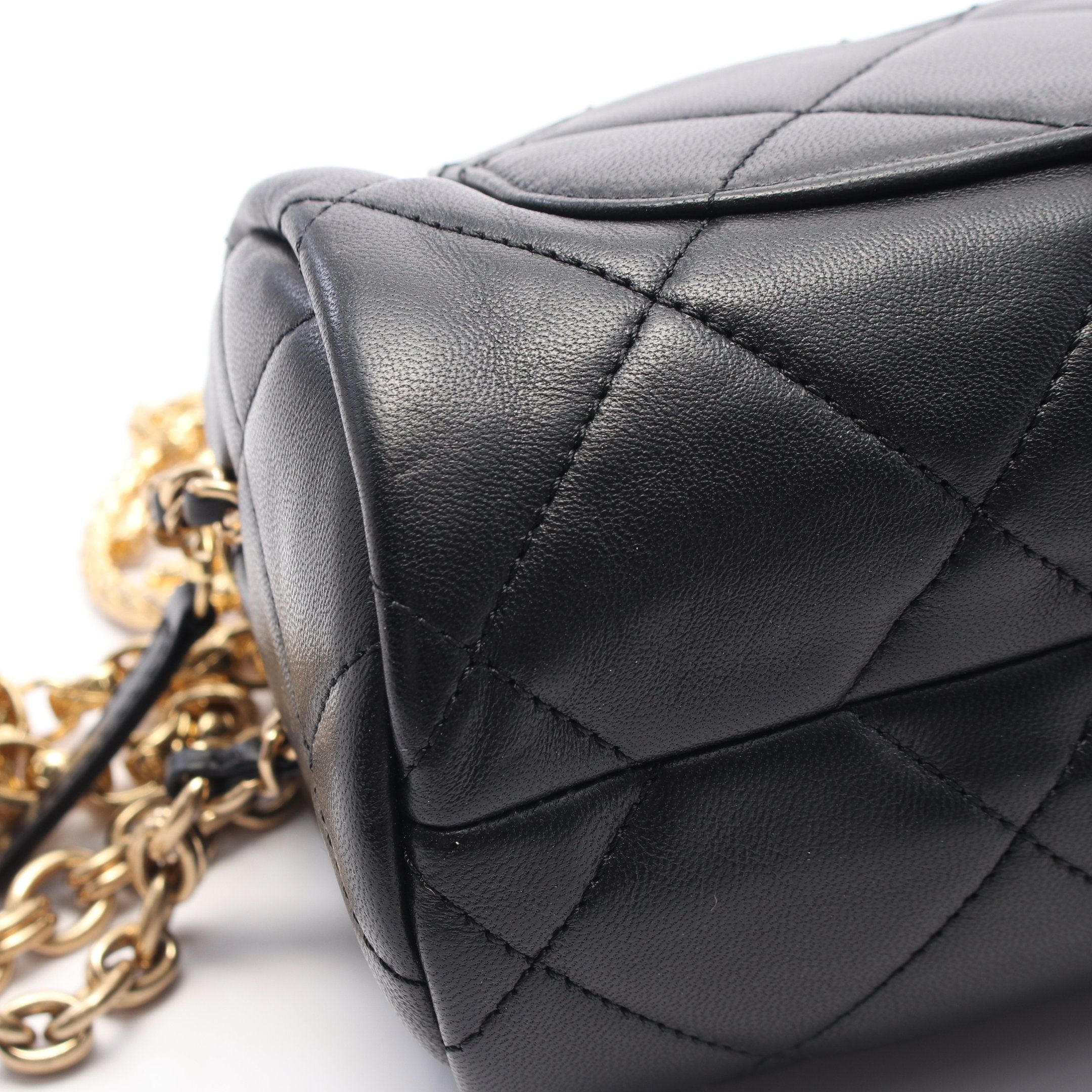Chanel Chanel Mini Bowling Bag Matelasse Chain Shoulder Leather Black Gold Hardware Size ONE SIZE - 6 Thumbnail