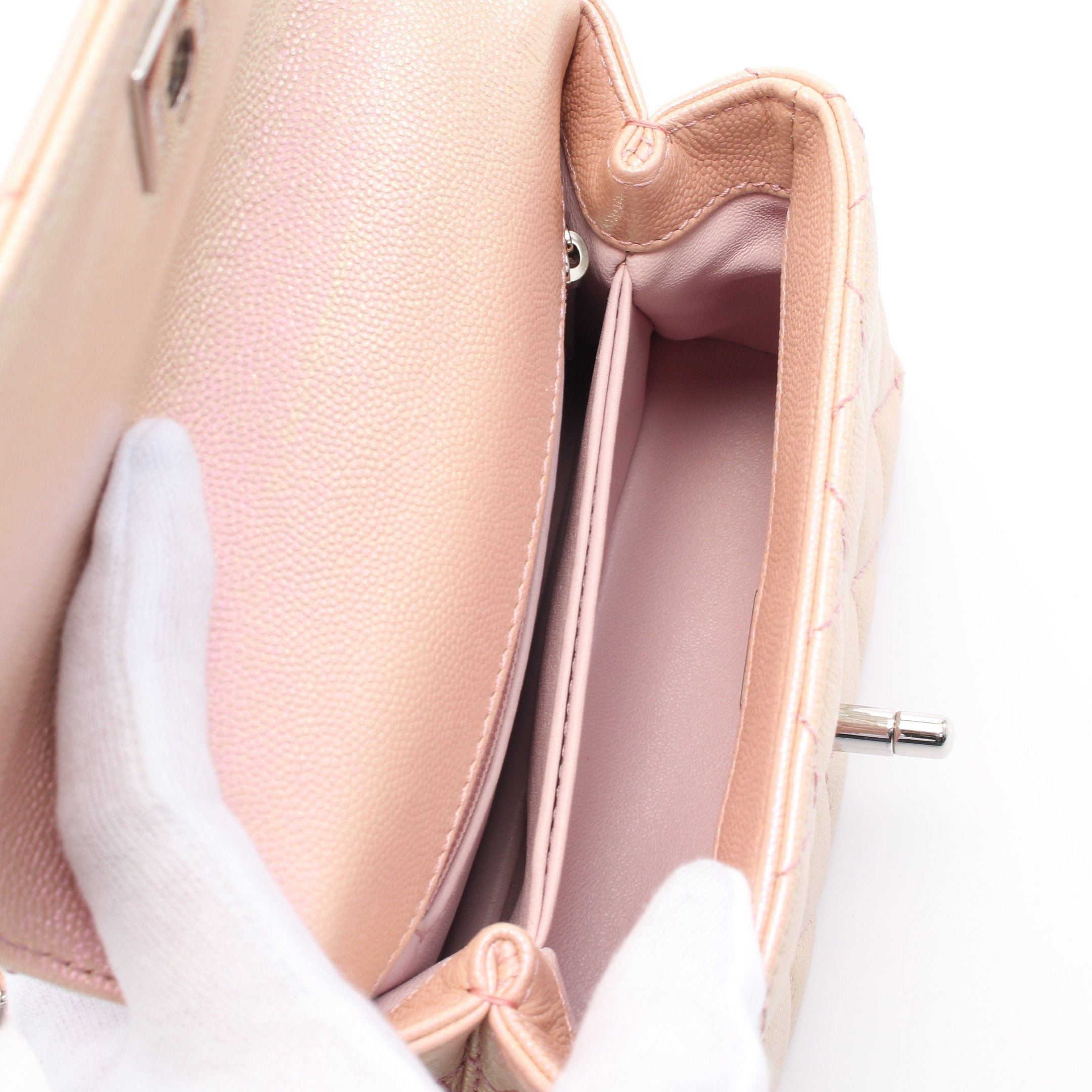 Chanel Chanel Coco Handle Xxs Top Handbag Leather Pink Silver Hardware Metallic Size ONE SIZE - 3 Thumbnail