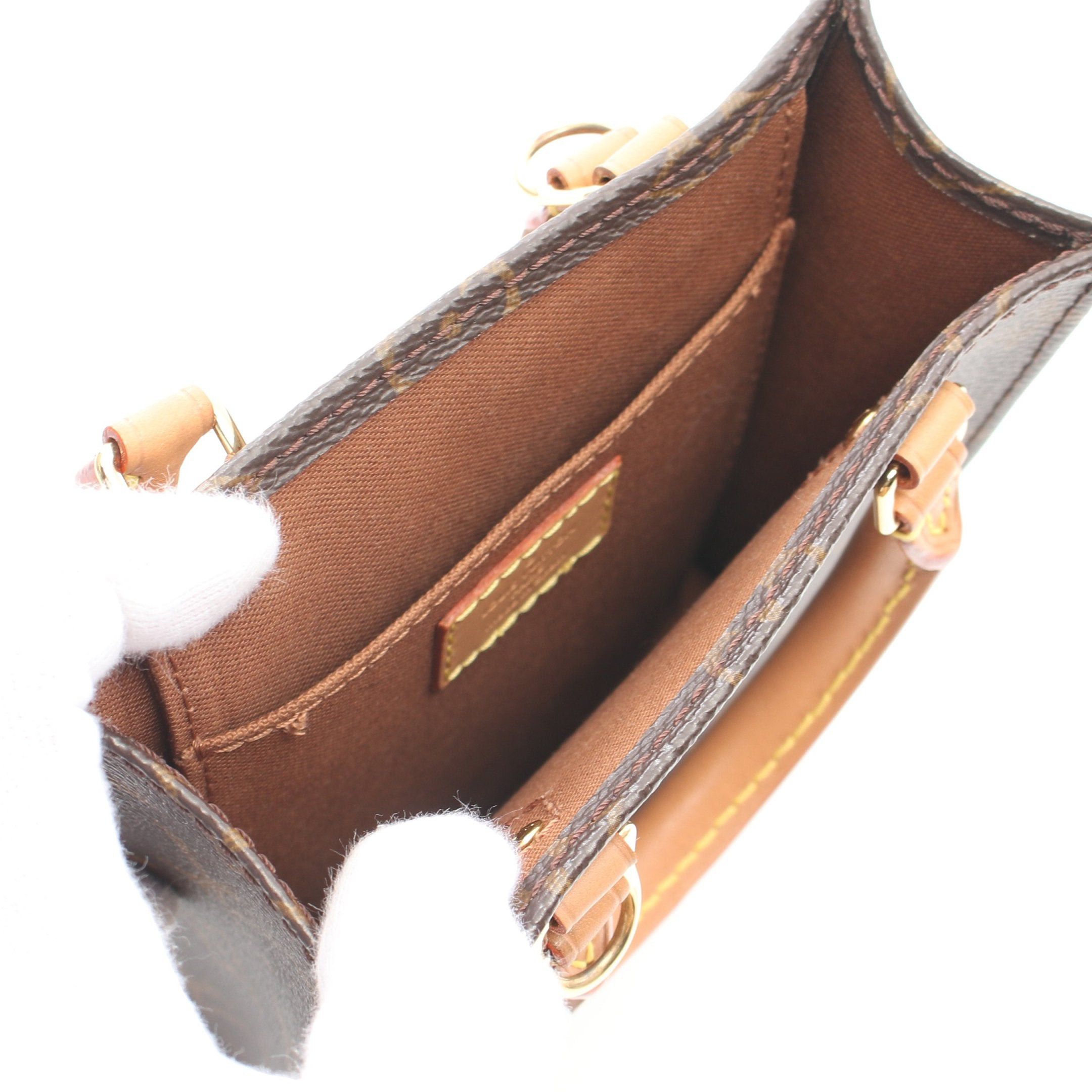 Louis Vuitton Louis Vuitton Petite Sac Plat Monogram Handbag Leather Brown Size ONE SIZE - 3 Thumbnail