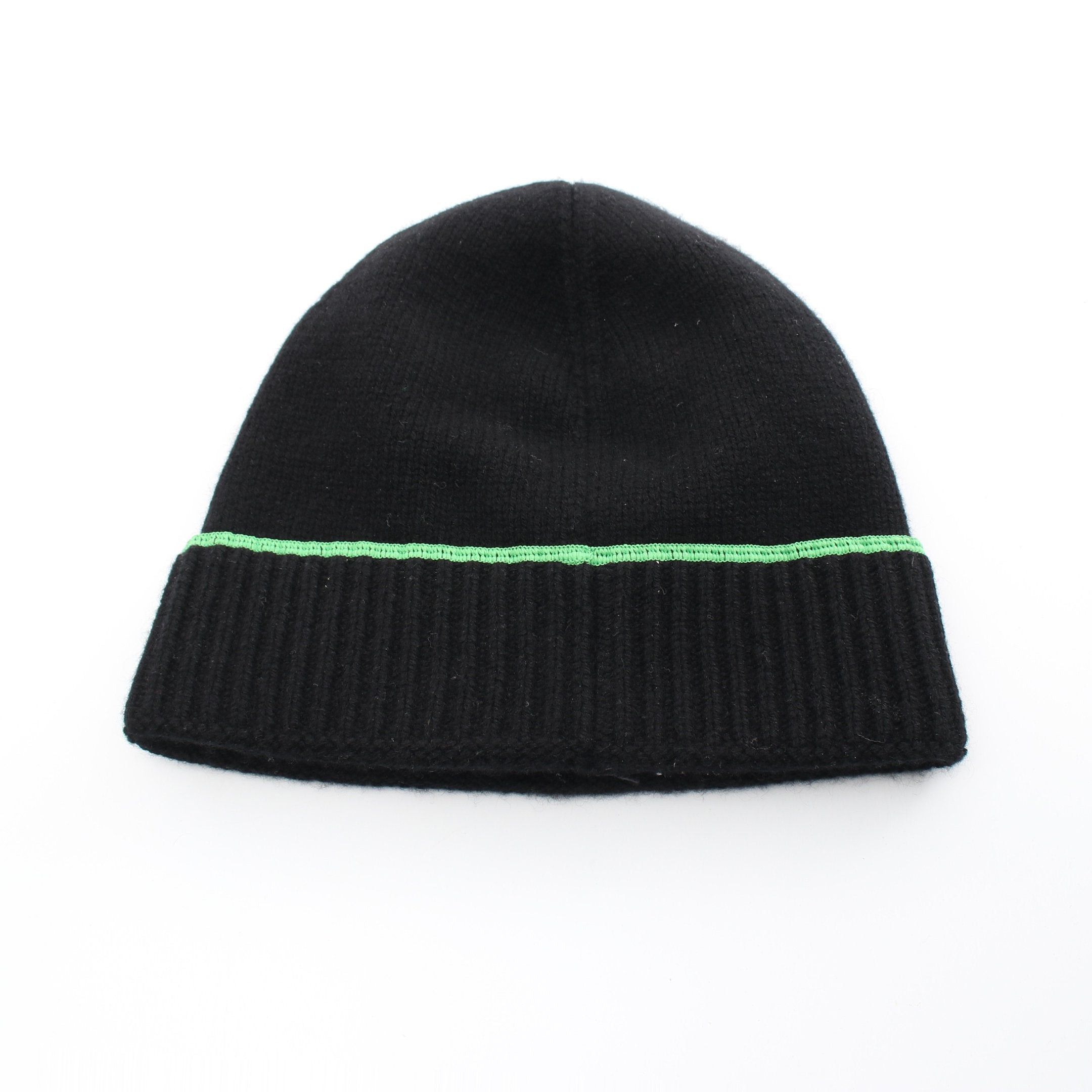 Bottega Veneta Bottega Veneta Knit Cap Beanie Wool Cashmere Black Light Green Size ONE SIZE - 2 Thumbnail