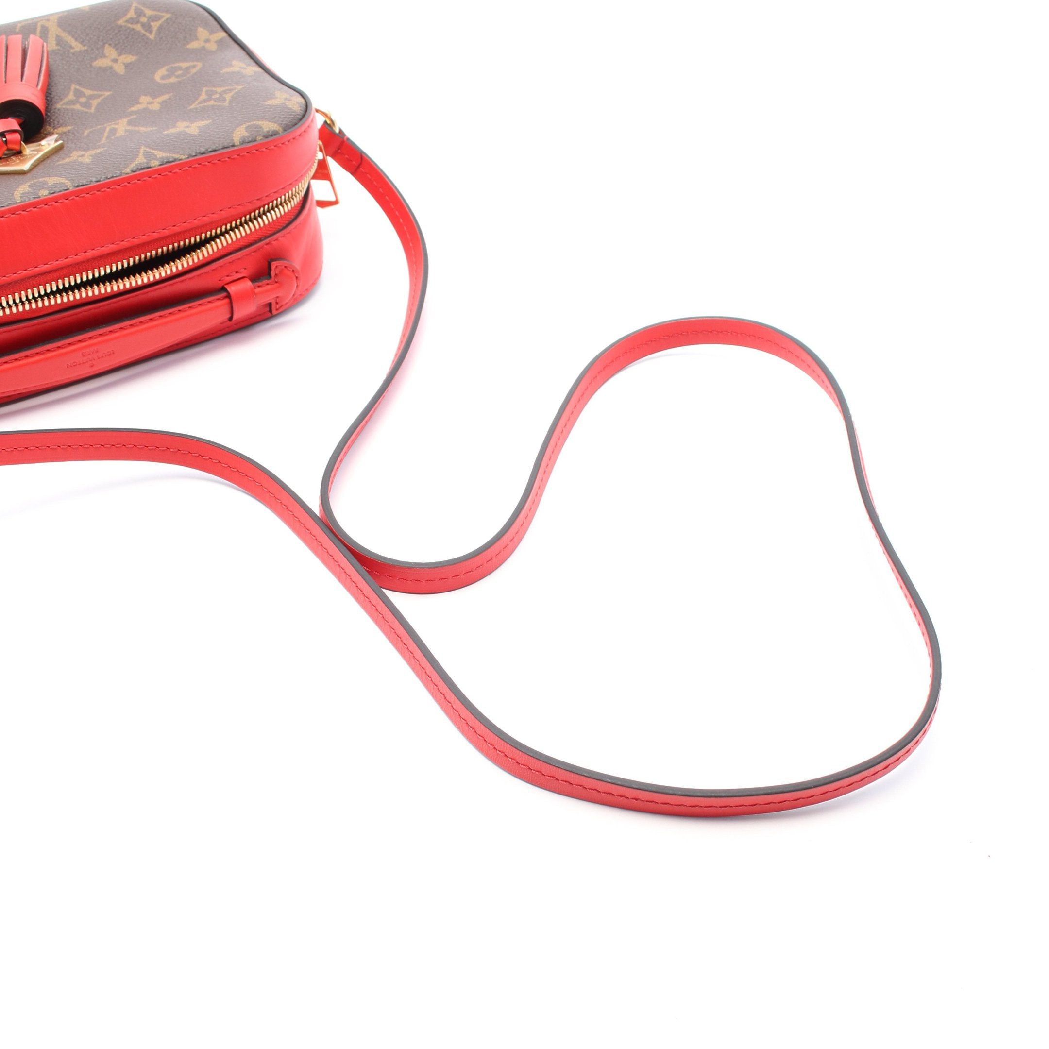 Louis Vuitton Louis Vuitton Saintonge Monogram Coquelicot Shoulder Bag Leather Brown Red Size ONE SIZE - 7 Thumbnail