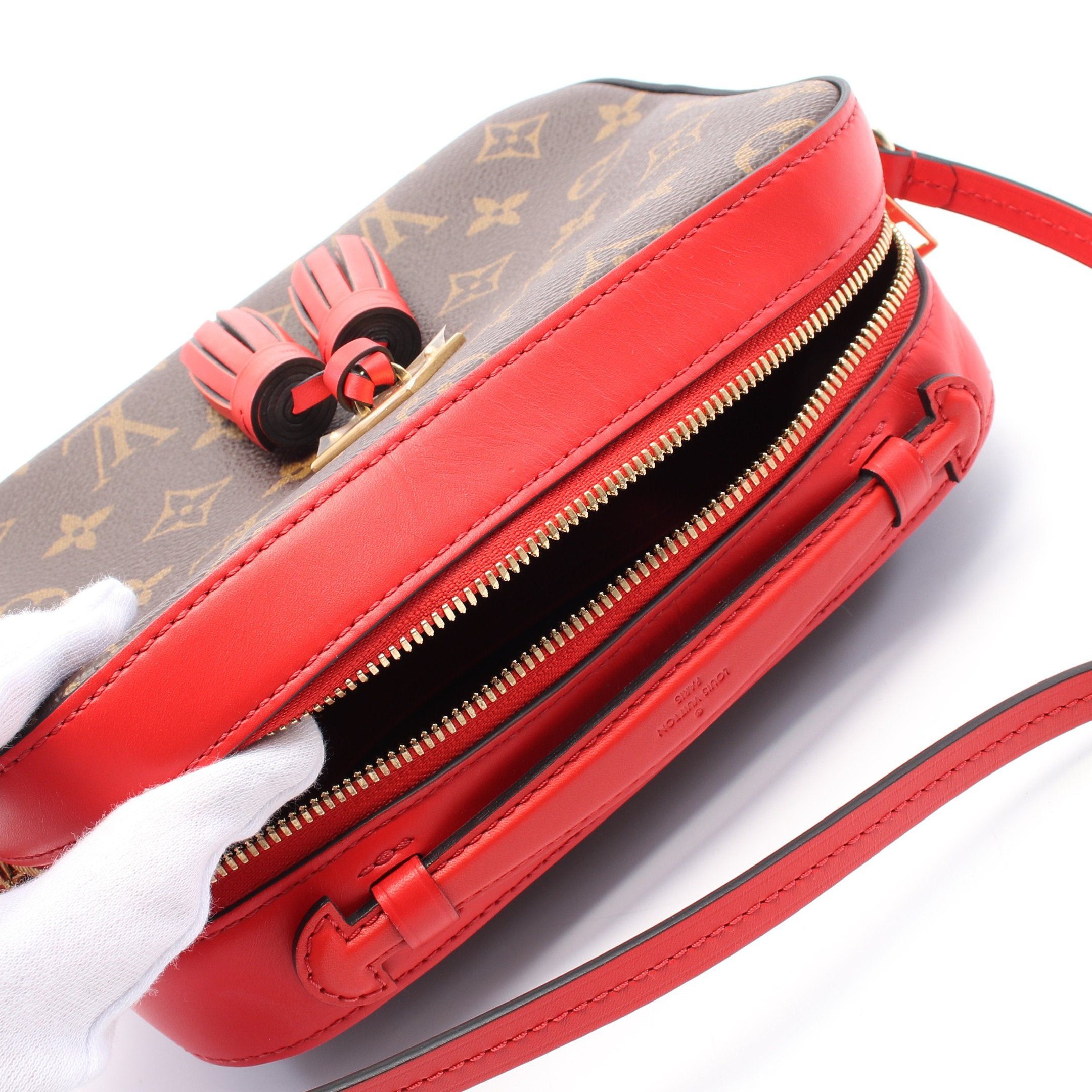 Louis Vuitton Louis Vuitton Saintonge Monogram Coquelicot Shoulder Bag Leather Brown Red Size ONE SIZE - 8 Thumbnail