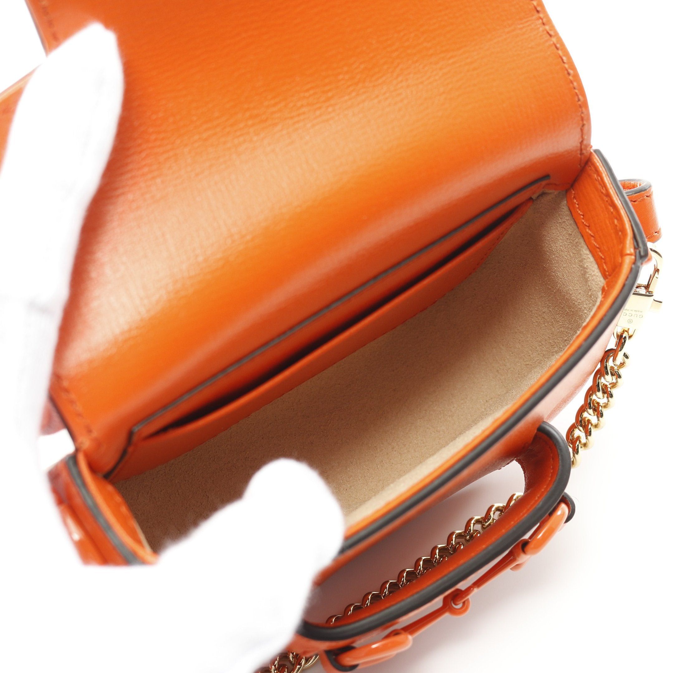 Gucci Gucci Mini Horsebit 1955 Shoulder Bag Leather Orange Size ONE SIZE - 3 Thumbnail