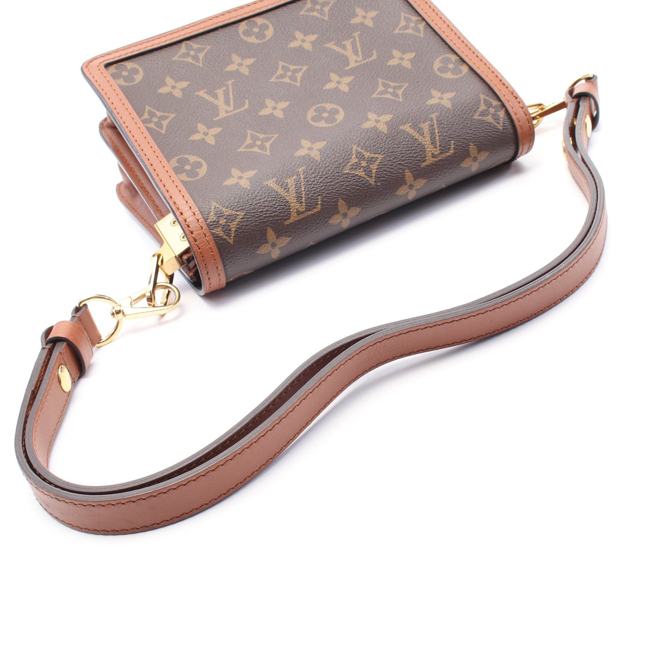 Louis Vuitton Louis Vuitton Dauphine Mini Monogram Reverse Shoulder Bag Leather Brown Beige Size ONE SIZE - 8 Thumbnail