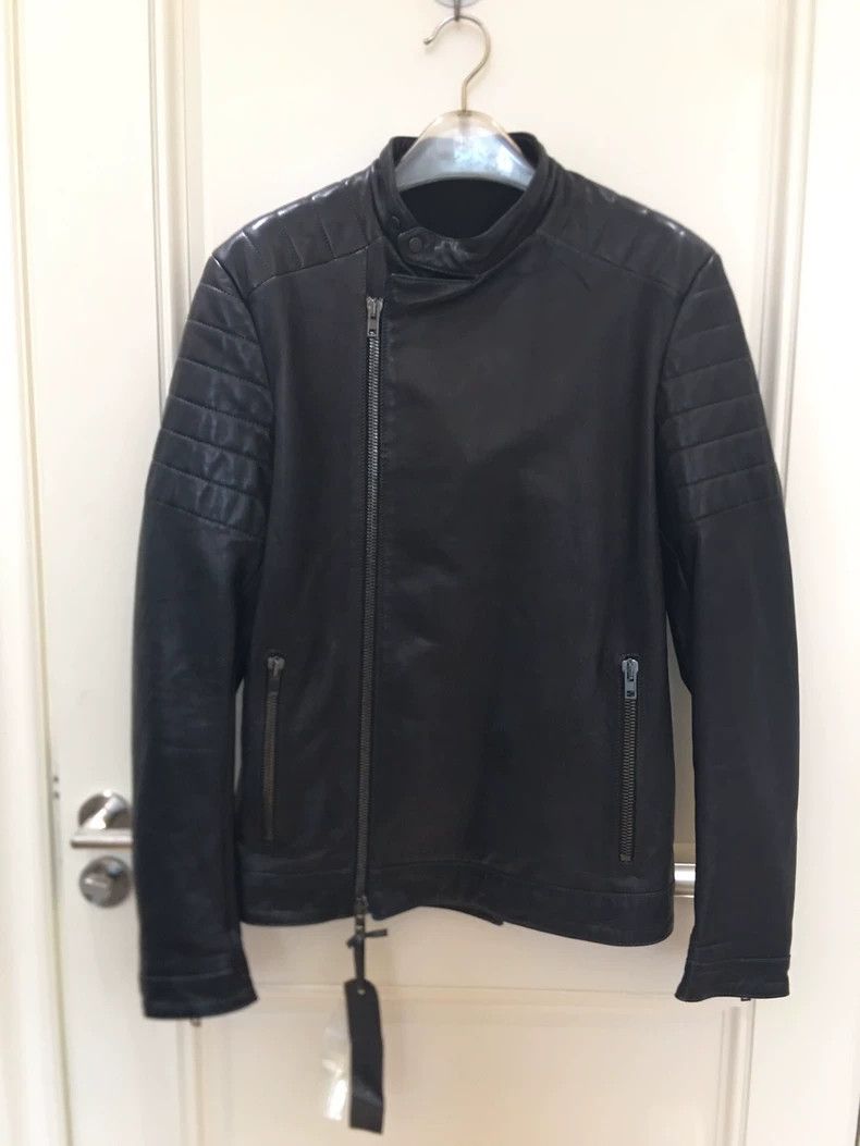 Black Leather Biker Jacket by Salvatore Santoro