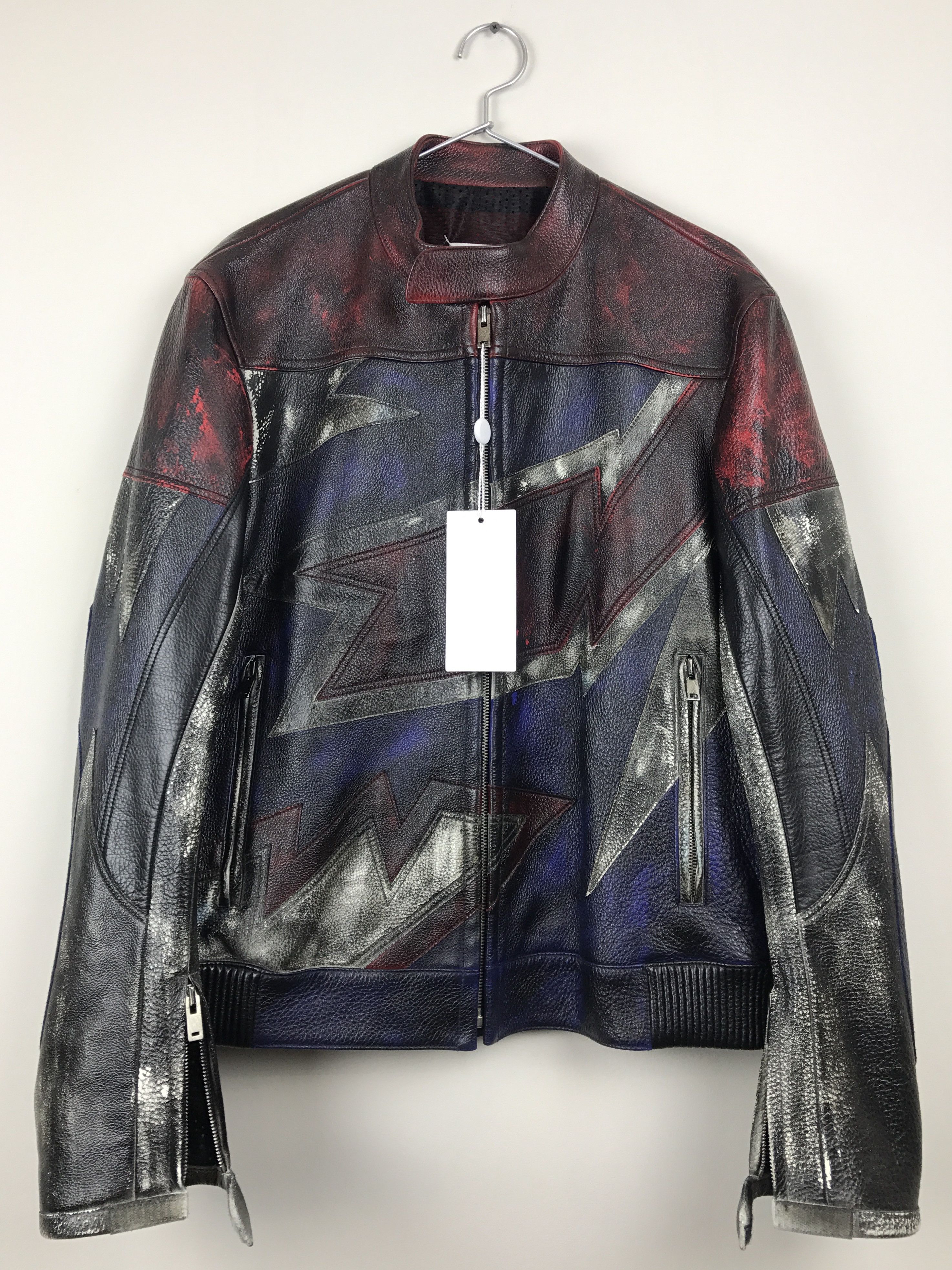 A/W 17/18 NWT! SPRAYED PANELLED LEATHER JACKET, RRP $4350