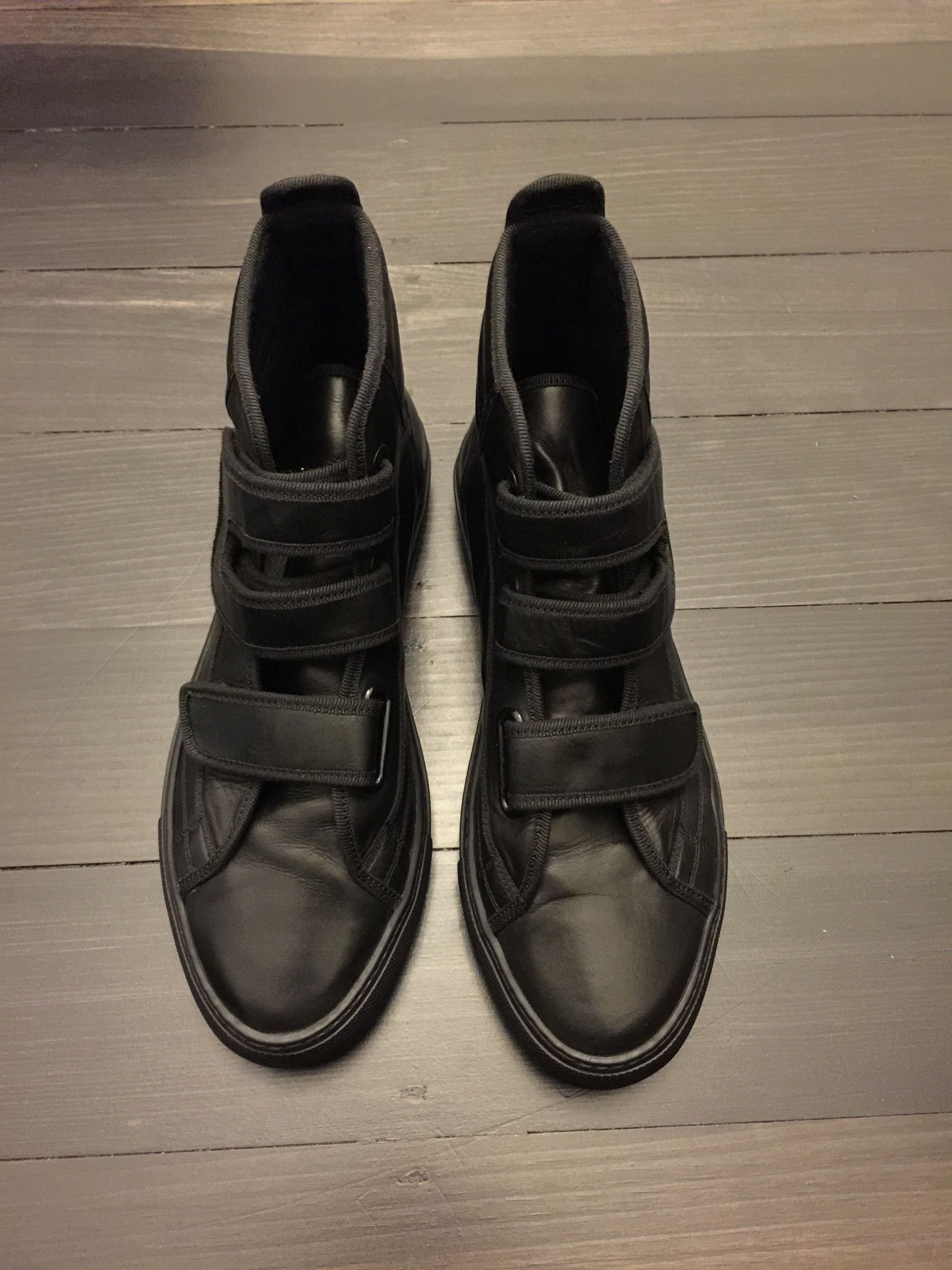 Raf Simons Leather Velcro High Tops (Black) | Grailed