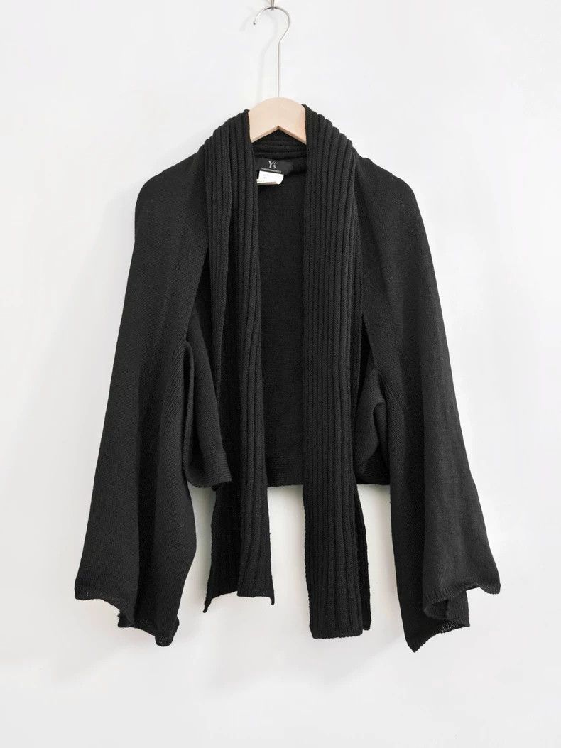 Y's Black Wool Knit Cardigan with Scarf Size US XS / EU 42 / 0 - 2 Thumbnail