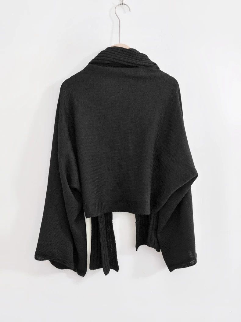 Y's Black Wool Knit Cardigan with Scarf Size US XS / EU 42 / 0 - 8 Thumbnail