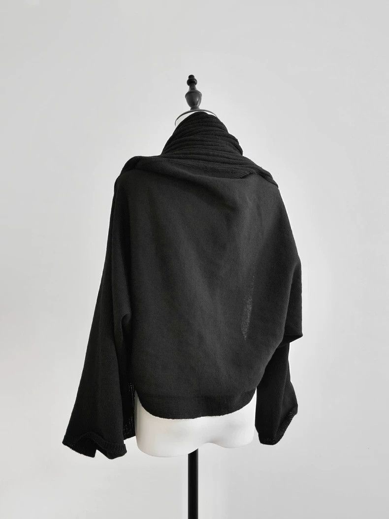 Y's Black Wool Knit Cardigan with Scarf Size US XS / EU 42 / 0 - 7 Thumbnail