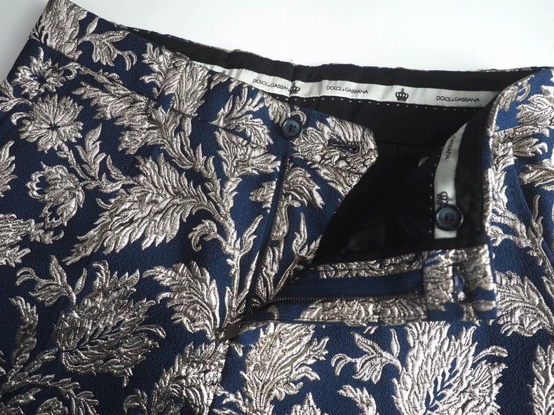 Dolce & Gabbana Dolce&Gabbana Floral Embroidered Trousers in Blue-dmc Size US 31 - 3 Thumbnail