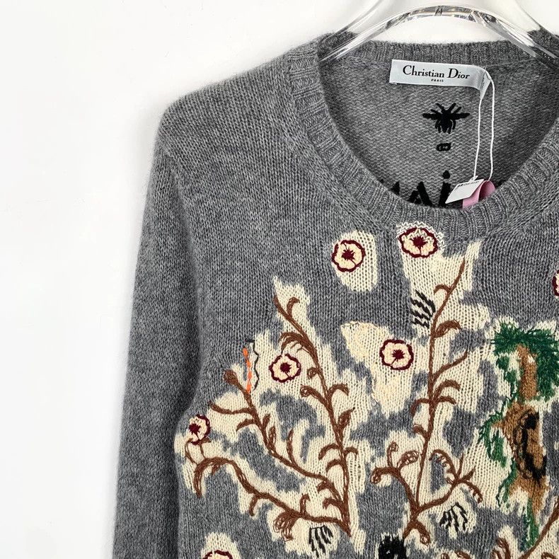 Dior Christian Dior Grey Animal Embroidered Sweater-dmc Size US S / EU 44-46 / 1 - 3 Thumbnail