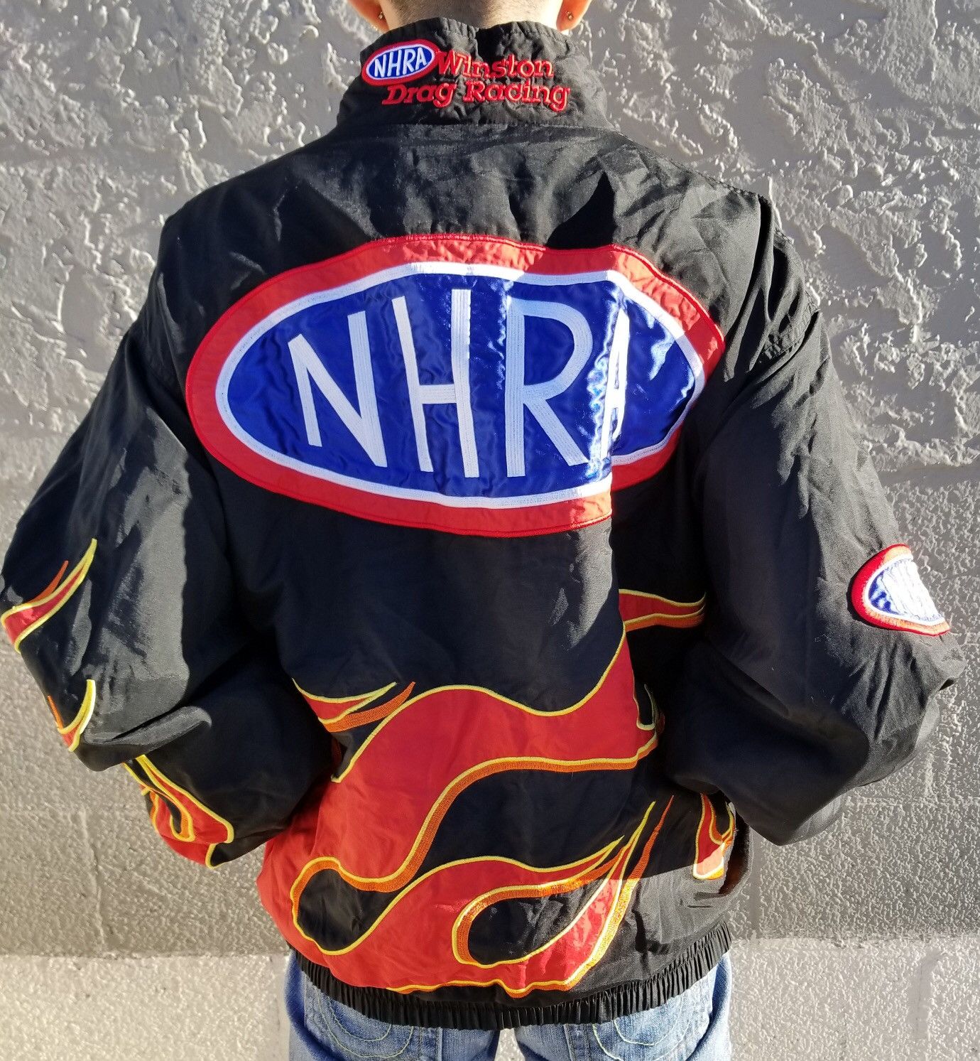 Vintage NHRA Winston Drag Race VINTAGE 1990s Flame Jacket Drag Racing Size XL Grailed