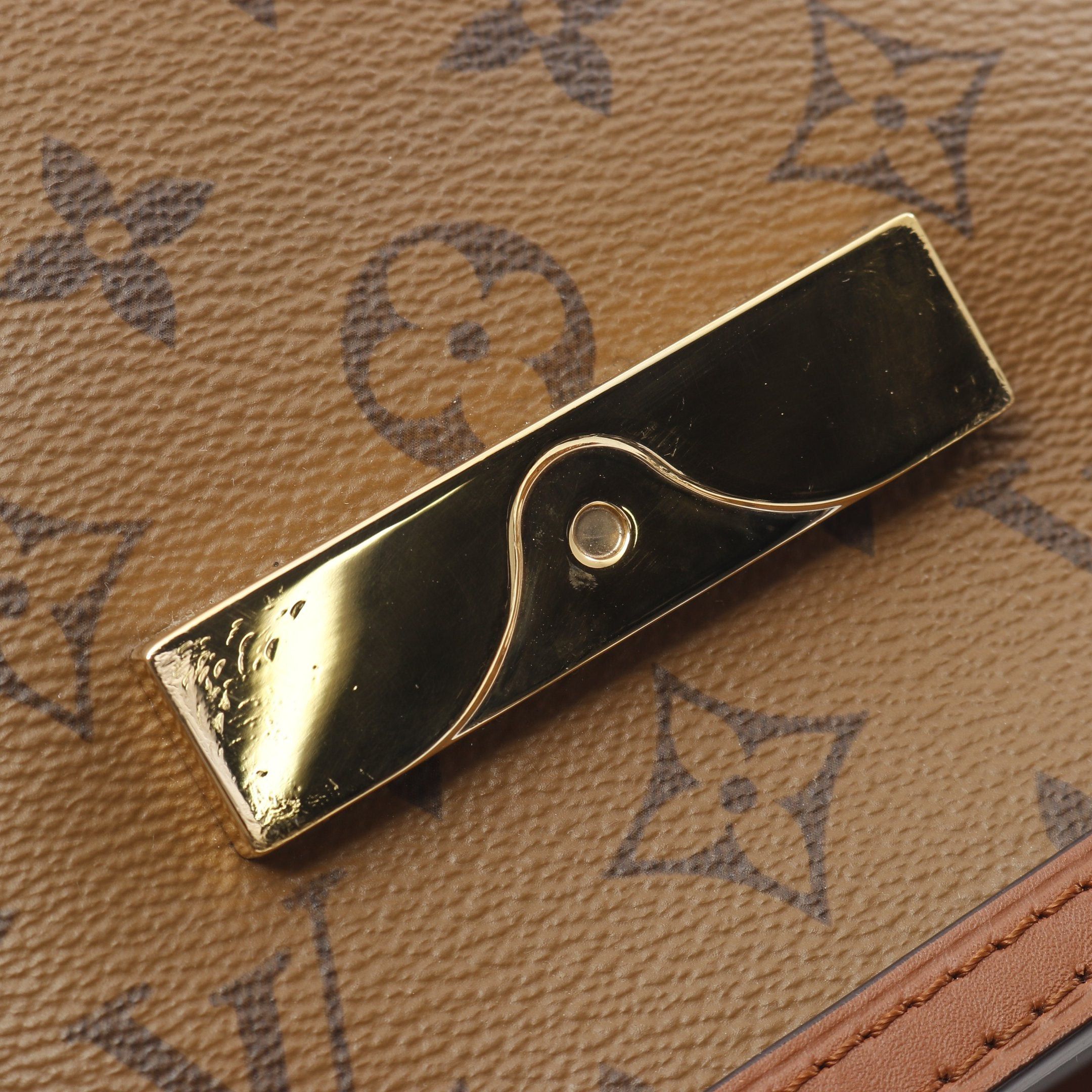 Louis Vuitton Louis Vuitton Dauphine Mini Monogram Reverse Shoulder Bag Leather Brown Beige Size ONE SIZE - 7 Thumbnail