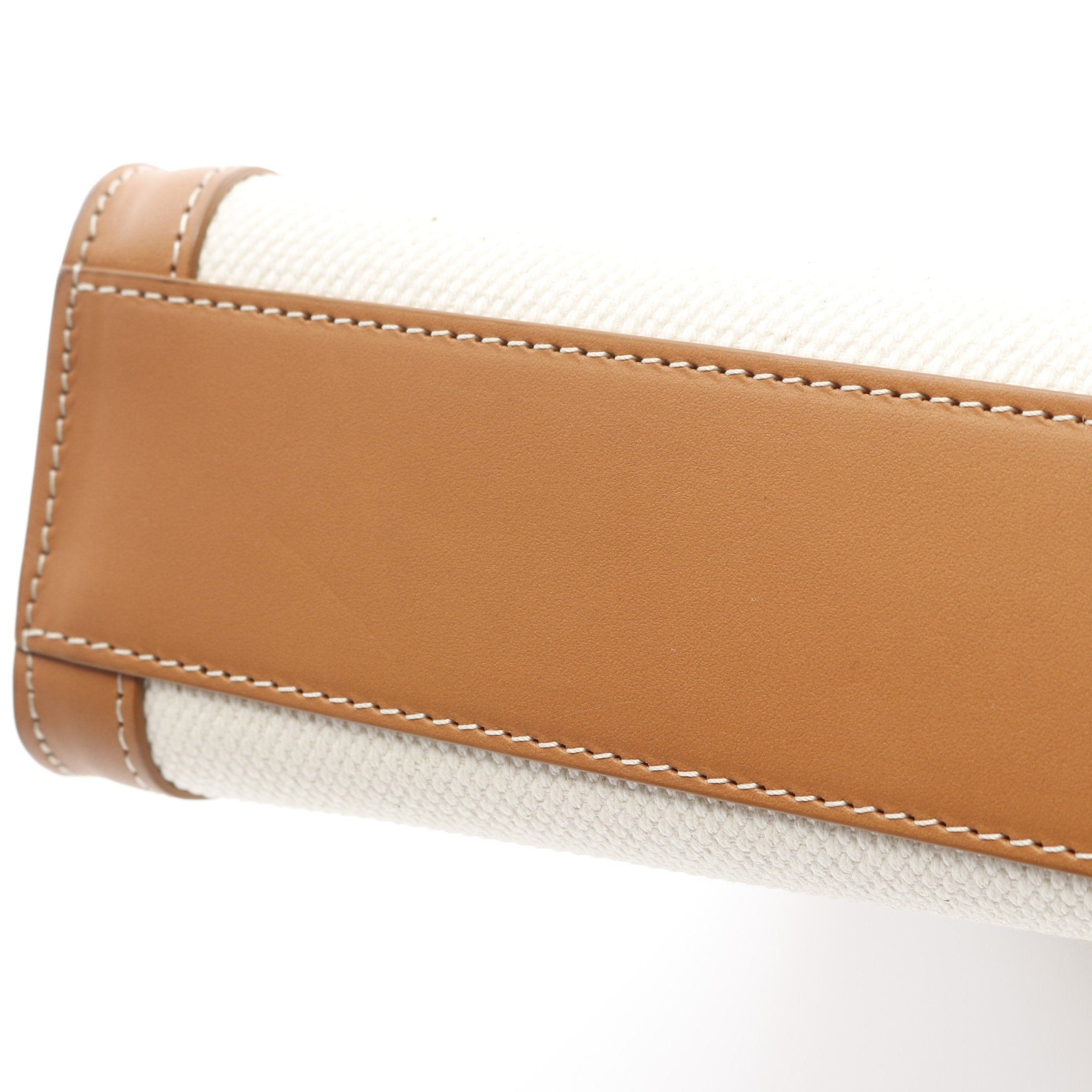 Celine Celine Small Vertical Hippopotamus Handbag Tote Bag Canvas Leather Off White Light Brown Size ONE SIZE - 7 Thumbnail