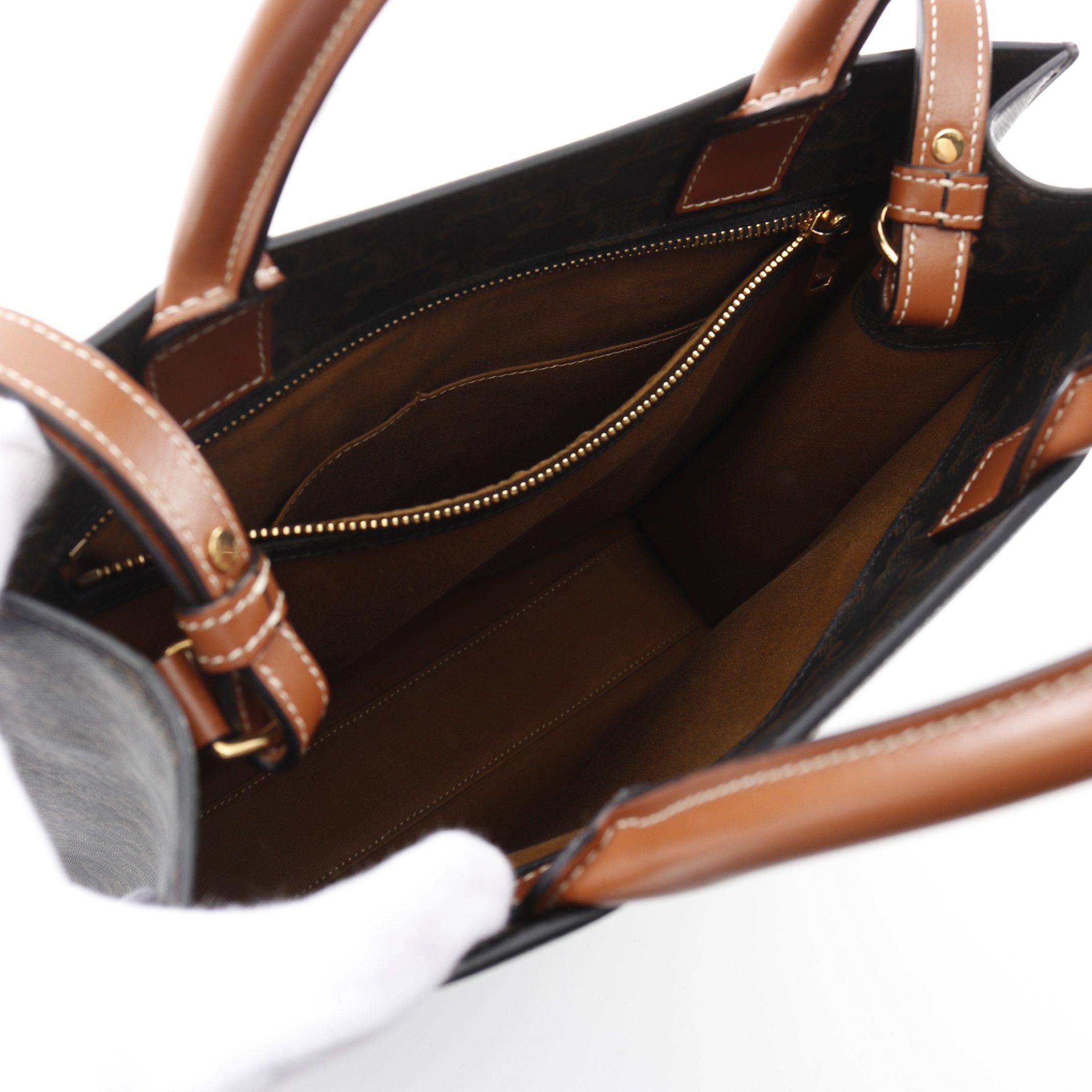 Celine Celine Small Vertical Hippopotamus Triomphe Handbag Tote Bag Leather Black Brown Size ONE SIZE - 3 Thumbnail