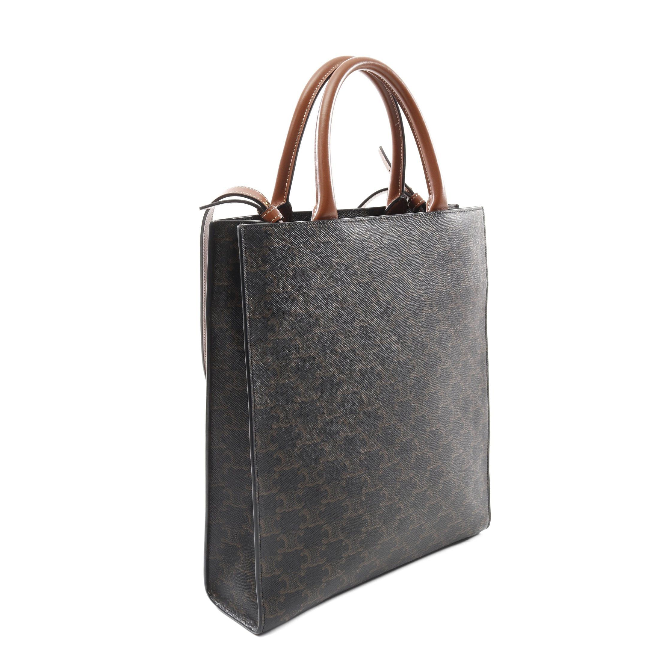 Celine Celine Small Vertical Hippopotamus Triomphe Handbag Tote Bag Leather Black Brown Size ONE SIZE - 2 Thumbnail