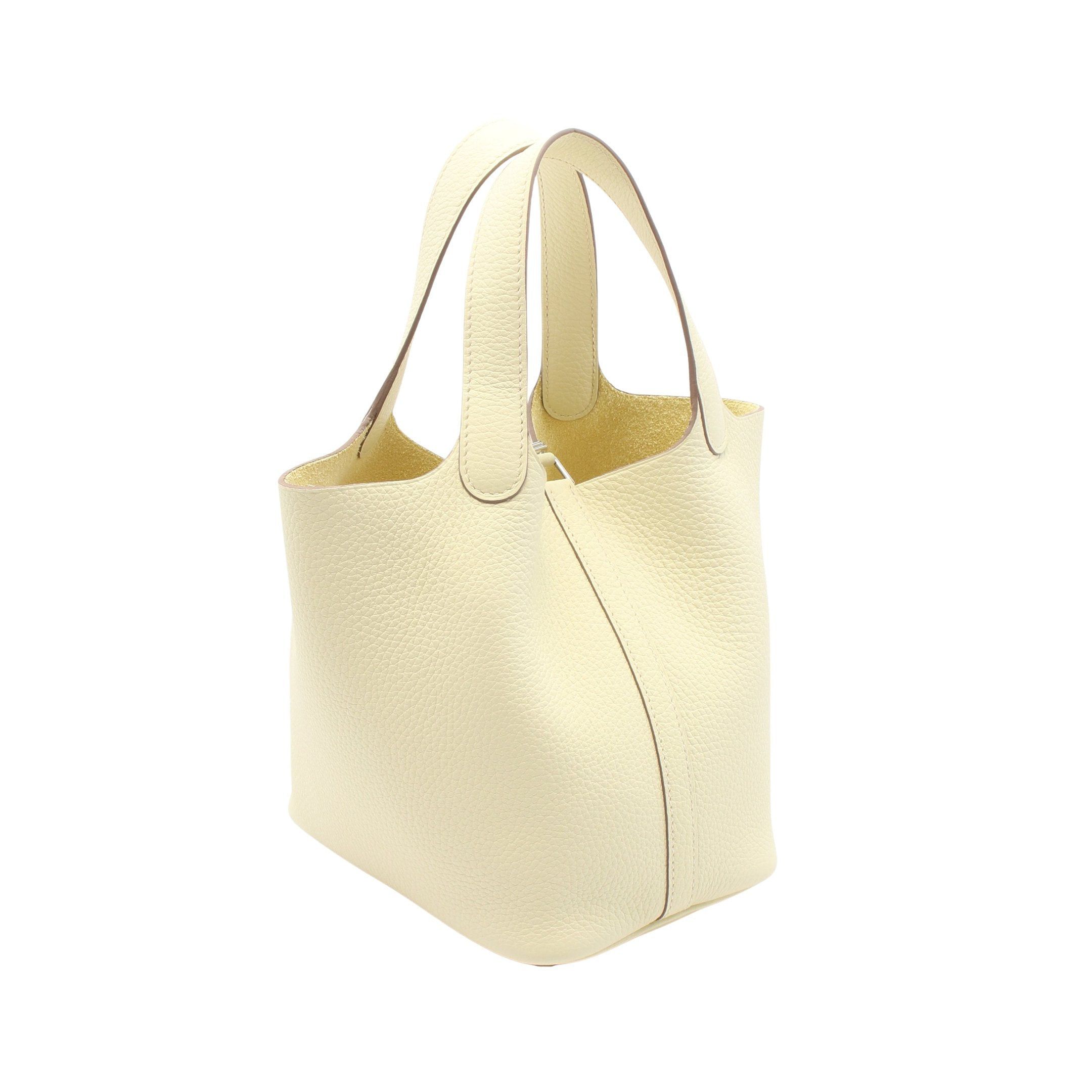 Hermes Hermes Picotan Lock Pm Jaune Milton Handbag Clemence Leather Light Yellow Silver Hardware Double Engraved Size ONE SIZE - 2 Thumbnail