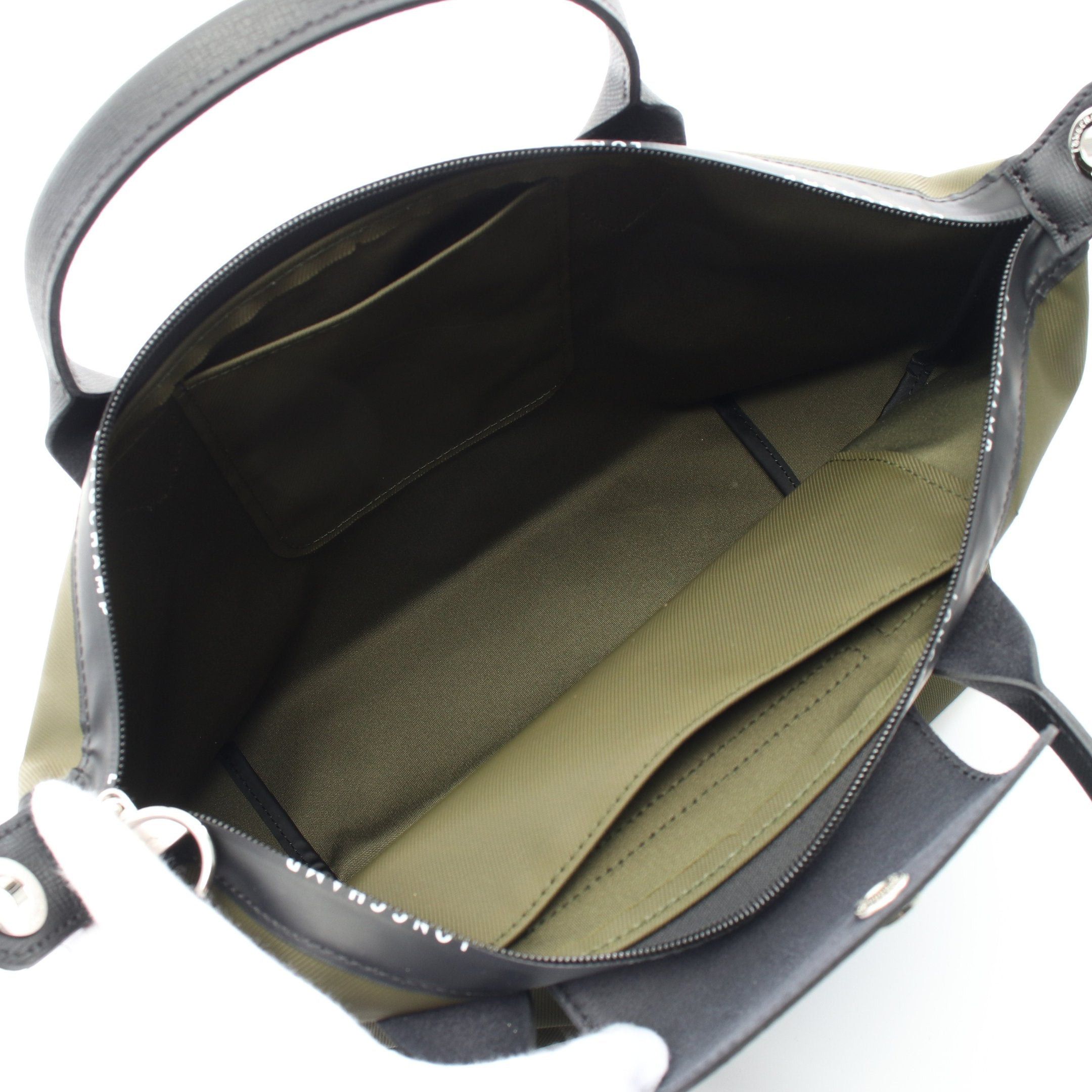 Longchamp Longchamp Le Preage Energy S Top Handle Handbag Tote Bag Nylon Leather Khaki Green Black Size ONE SIZE - 3 Thumbnail