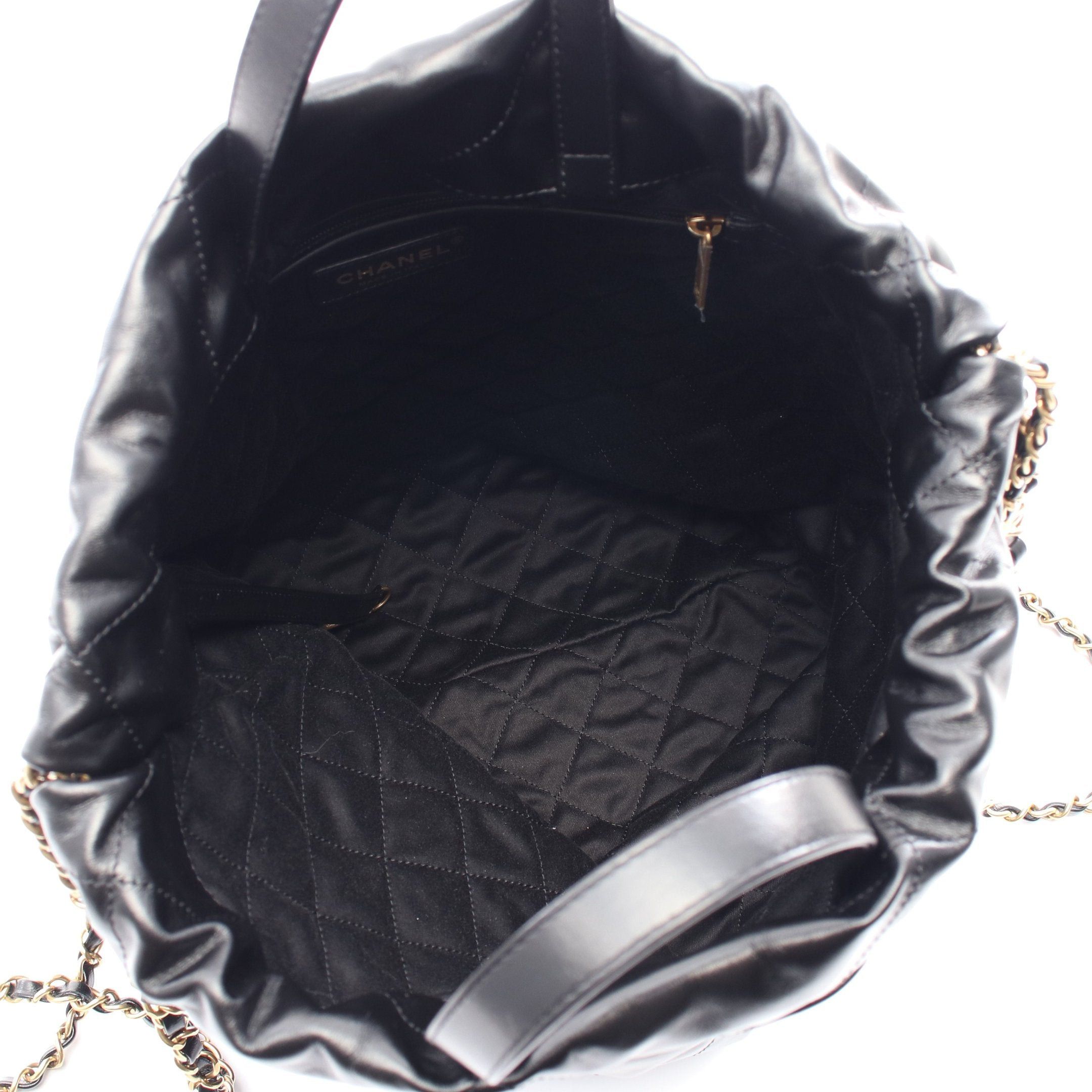 Chanel Chanel Chanel 22 Large Chain Backpack Rucksack Leather Black Gold Hardware Size ONE SIZE - 3 Thumbnail