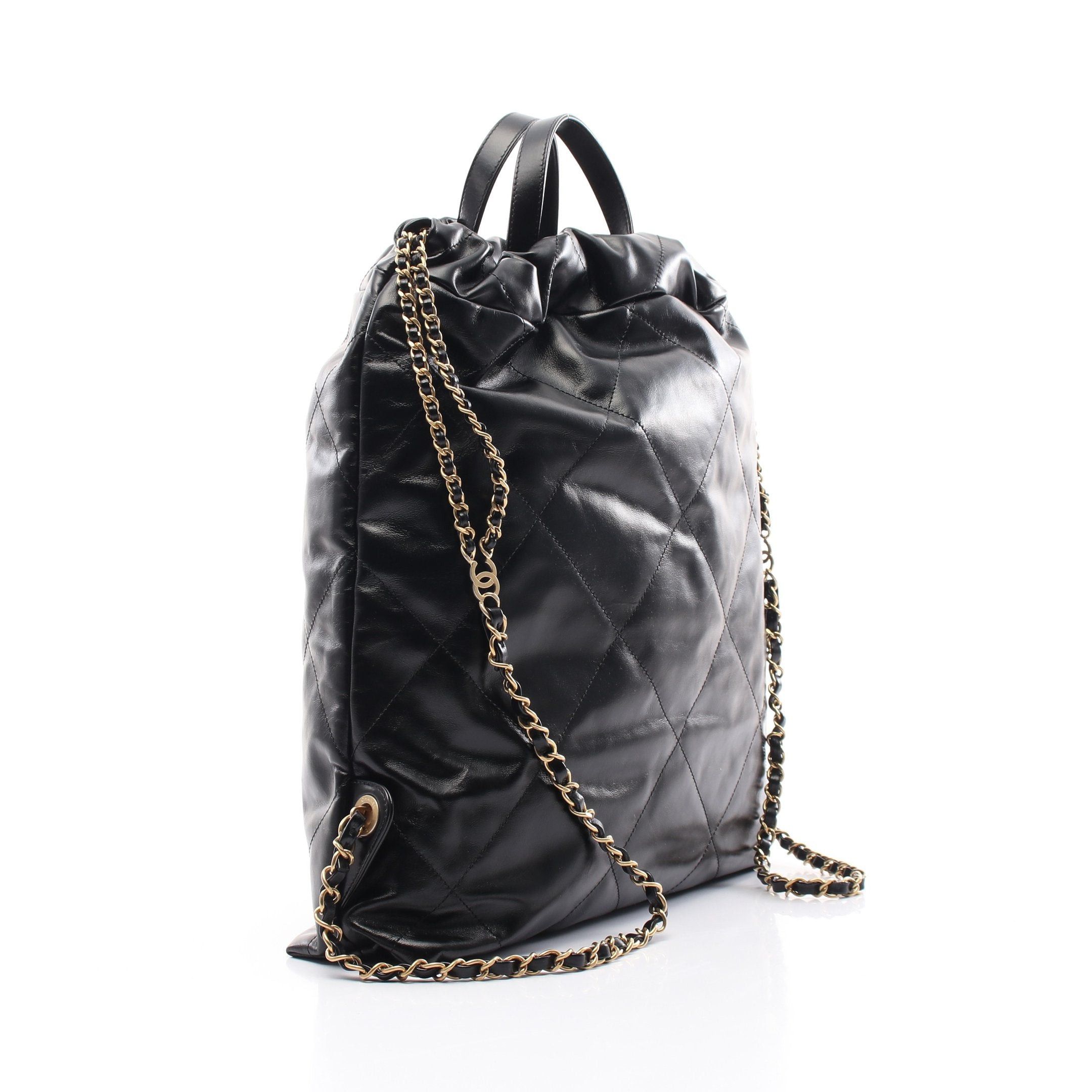 Chanel Chanel Chanel 22 Large Chain Backpack Rucksack Leather Black Gold Hardware Size ONE SIZE - 2 Thumbnail