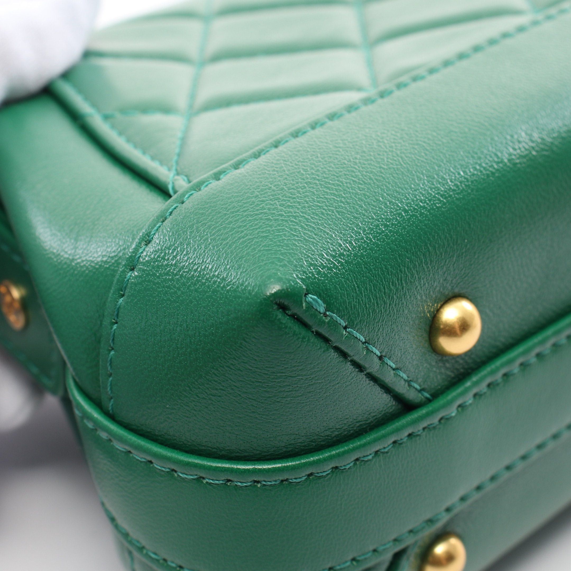 Chanel Chanel Matelasse Small Top Handle Chain Shoulder Bag Leather Green Gold Hardware Size ONE SIZE - 7 Thumbnail