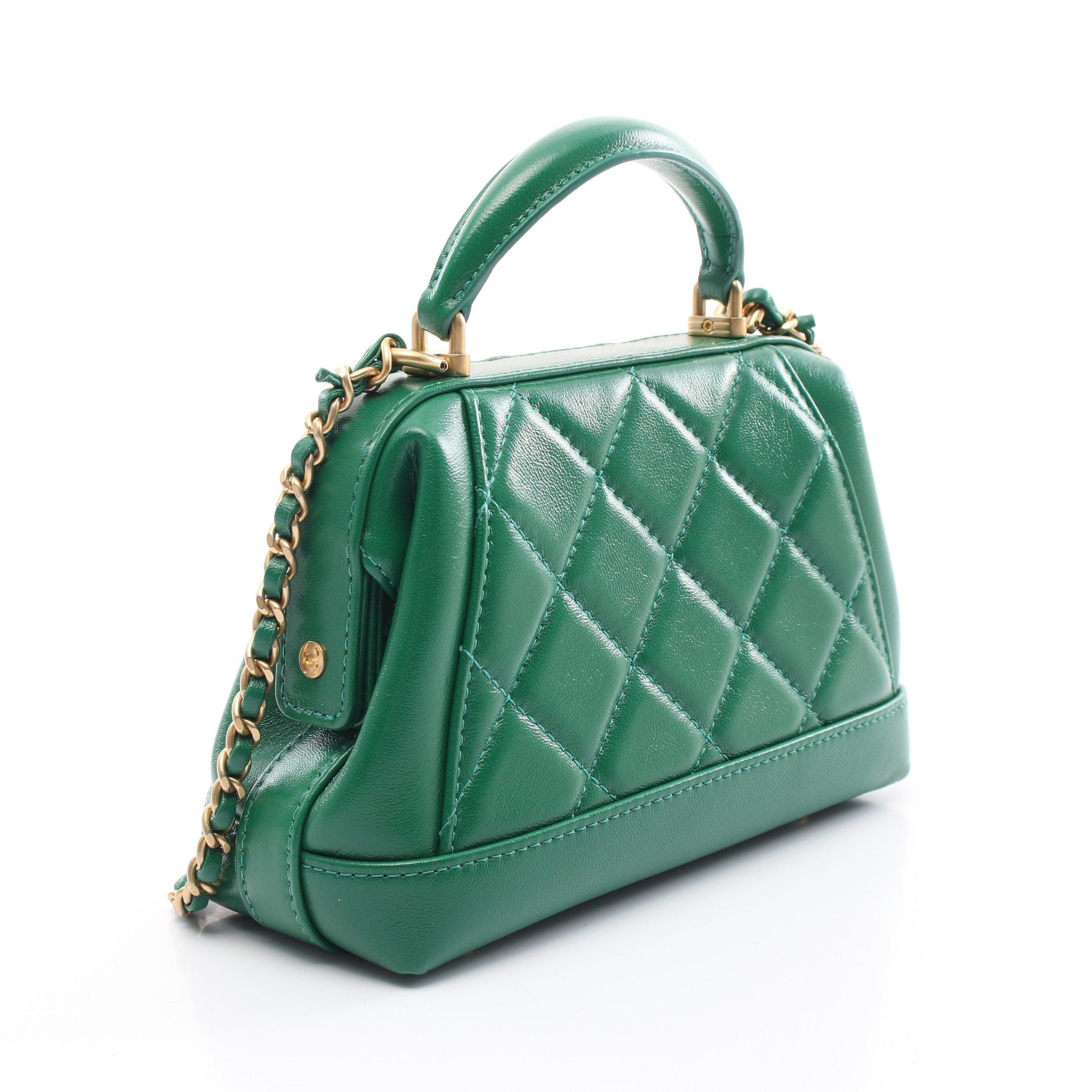 Chanel Chanel Matelasse Small Top Handle Chain Shoulder Bag Leather Green Gold Hardware Size ONE SIZE - 2 Thumbnail