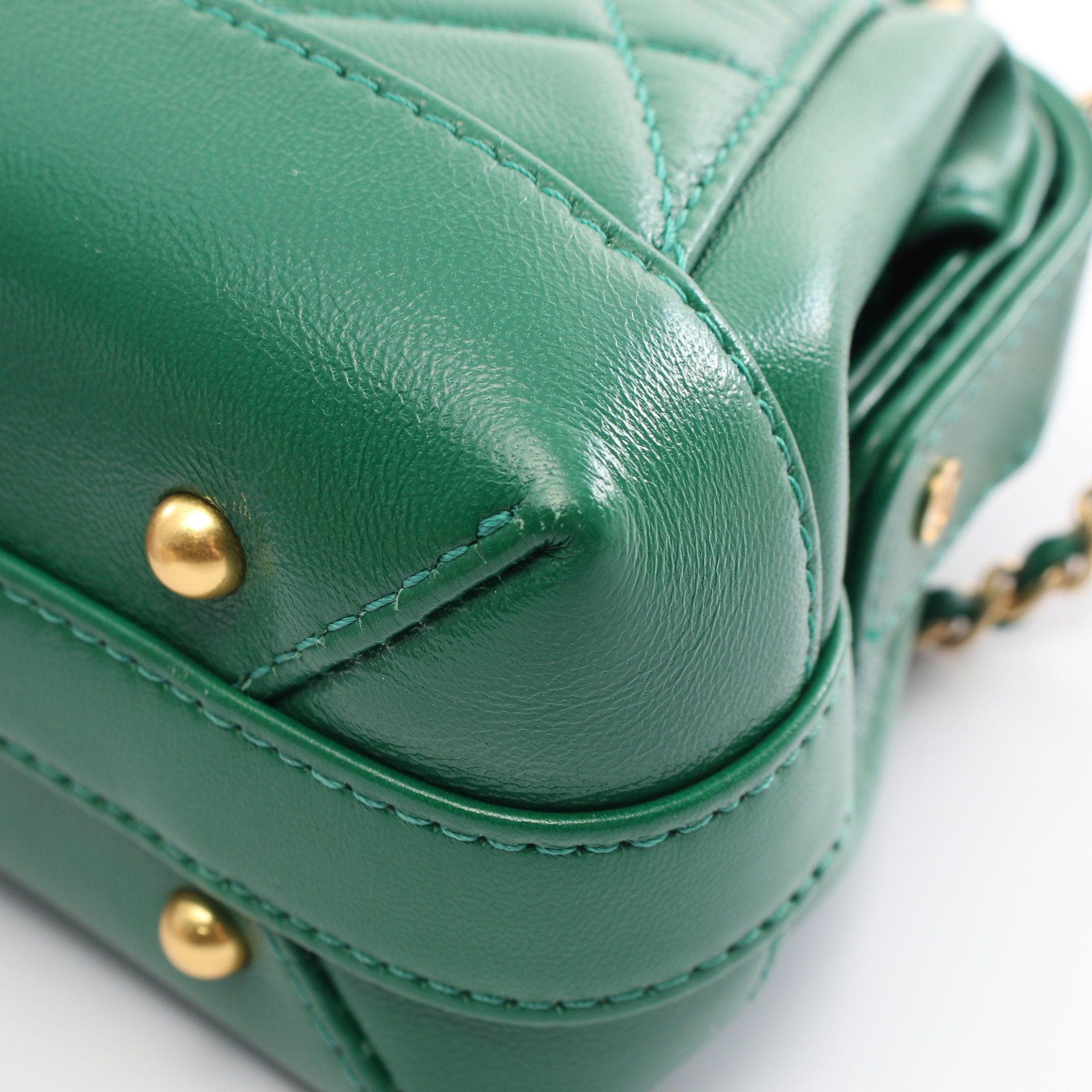 Chanel Chanel Matelasse Small Top Handle Chain Shoulder Bag Leather Green Gold Hardware Size ONE SIZE - 6 Thumbnail