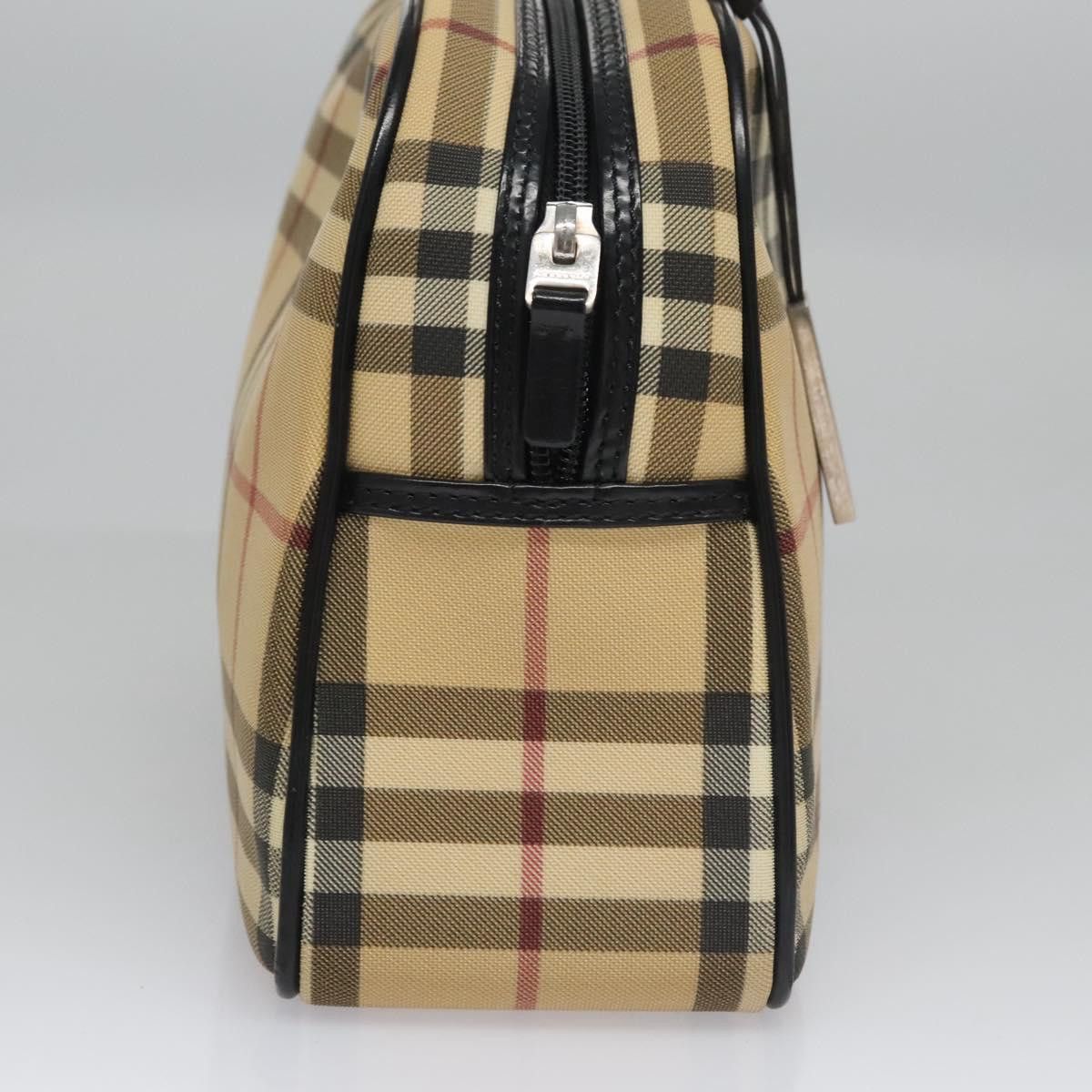 BURBERRY Nova Check Hand Bag PVC Beige Auth BD255 Handle Bags