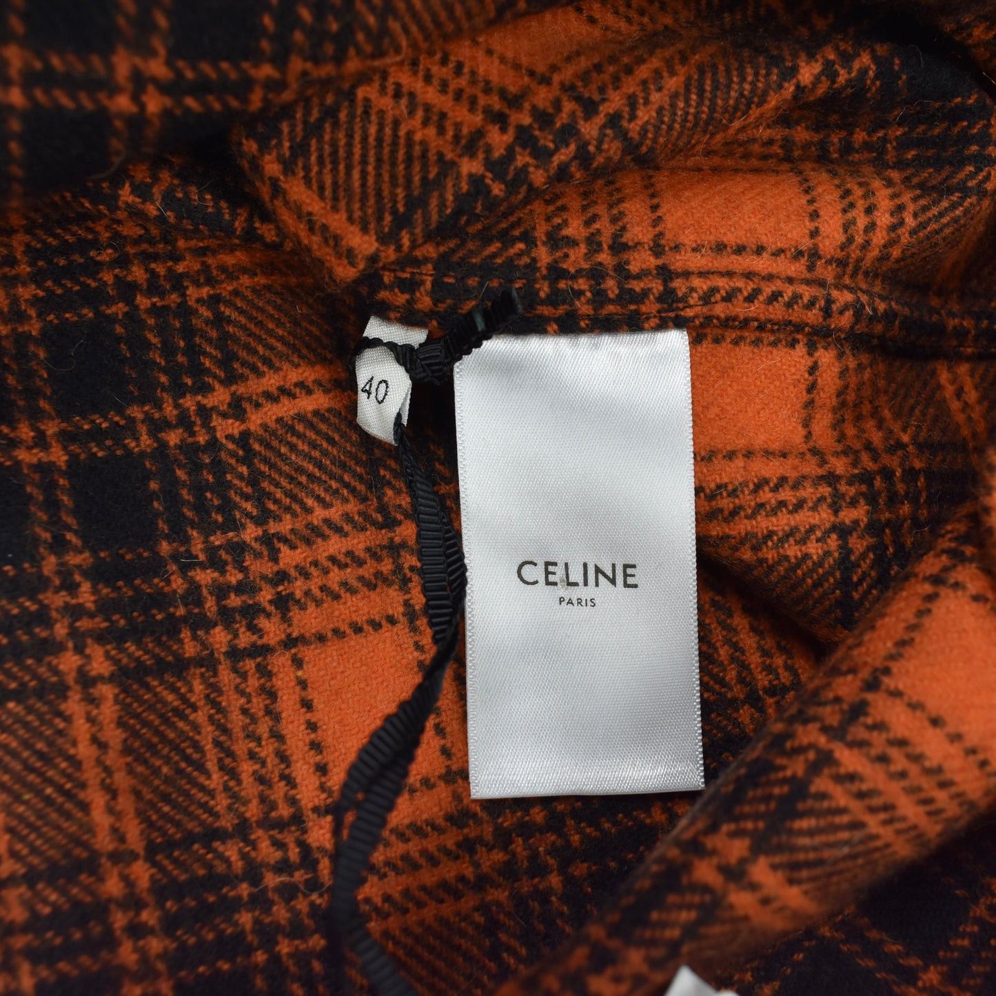 Celine × Hedi Slimane Celine Orange Black Heavy Wool Flannel Oversized Shirt Size US M / EU 48-50 / 2 - 8 Thumbnail