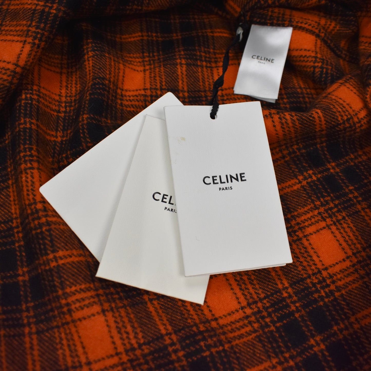 Celine × Hedi Slimane Celine Orange Black Heavy Wool Flannel Oversized Shirt Size US M / EU 48-50 / 2 - 4 Thumbnail