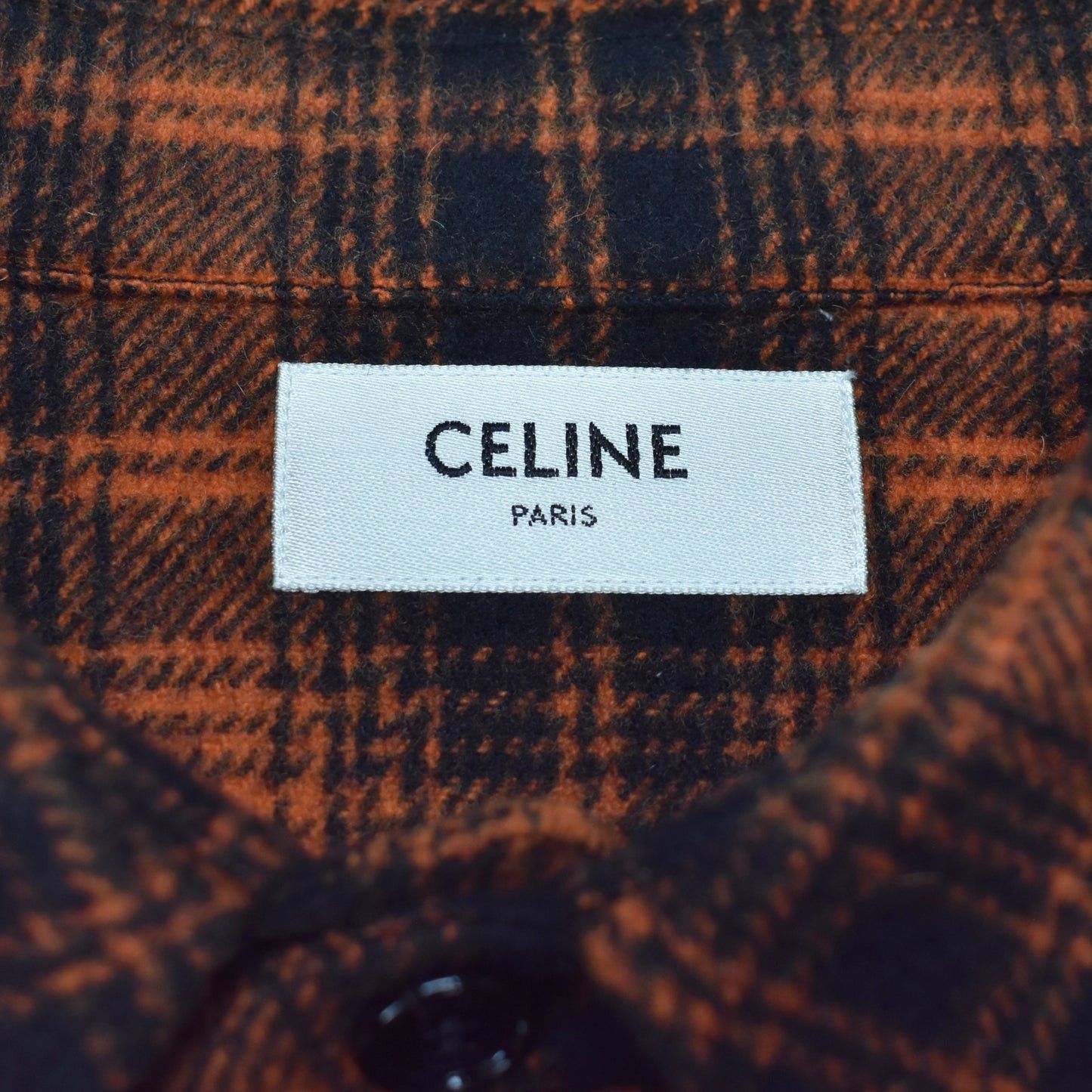 Celine × Hedi Slimane Celine Orange Black Heavy Wool Flannel Oversized Shirt Size US M / EU 48-50 / 2 - 3 Thumbnail