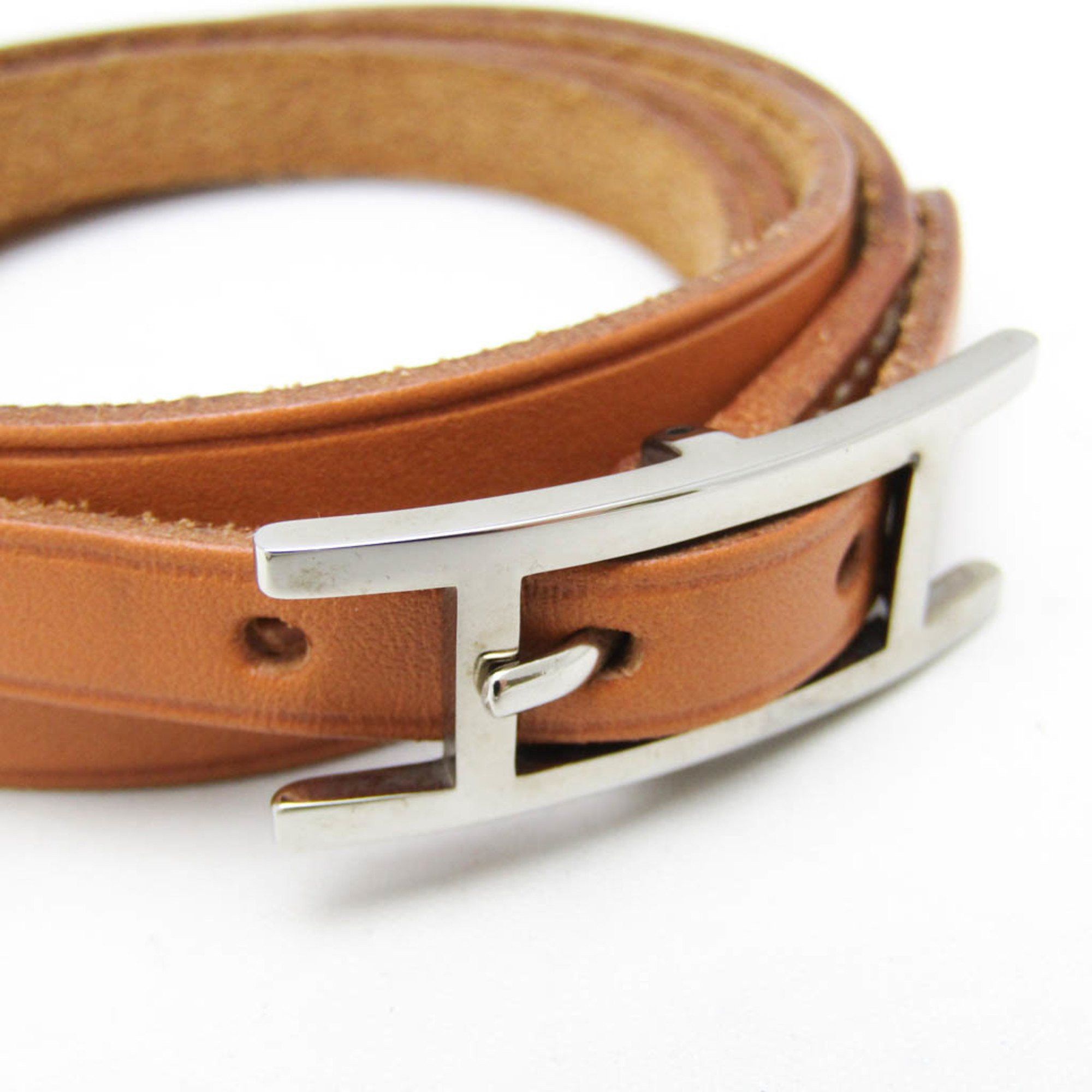 Hermes Hermes Hapi Choker Leather,Metal Bangle Brown,Silver Size ONE SIZE - 3 Thumbnail