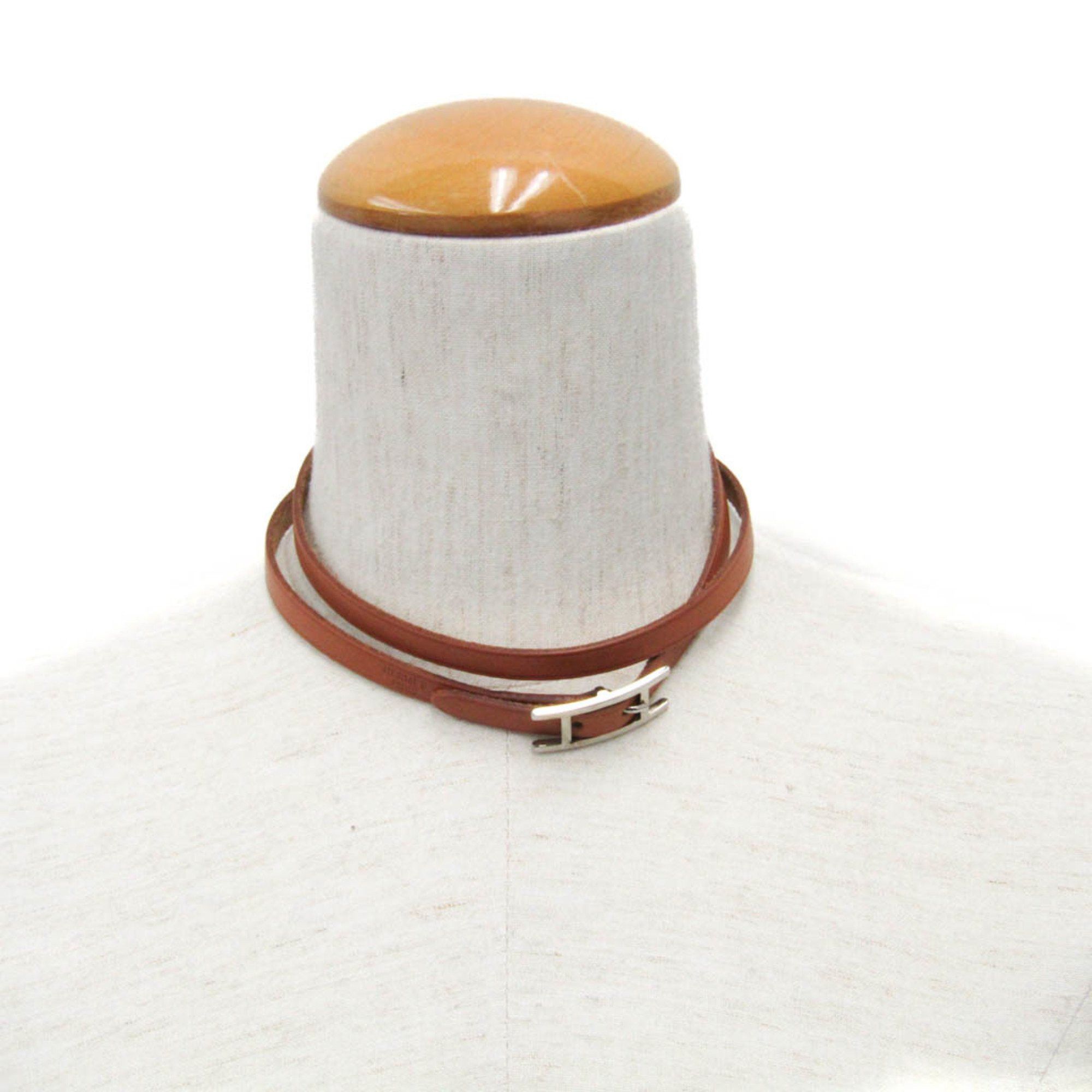 Hermes Hermes Hapi Choker Leather,Metal Bangle Brown,Silver Size ONE SIZE - 8 Thumbnail