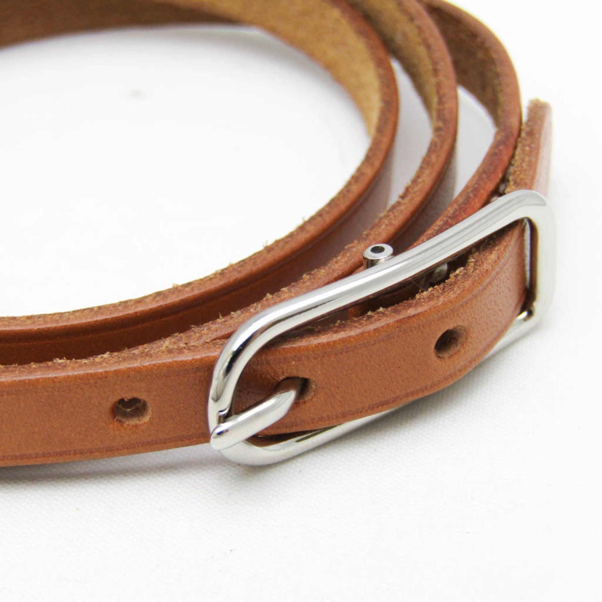 Hermes Hermes Hapi Choker Leather,Metal Bangle Brown,Silver Size ONE SIZE - 3 Thumbnail